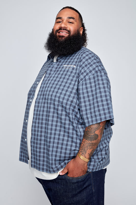 Men’s Boxy Fit Plaid Button-Front Shirt