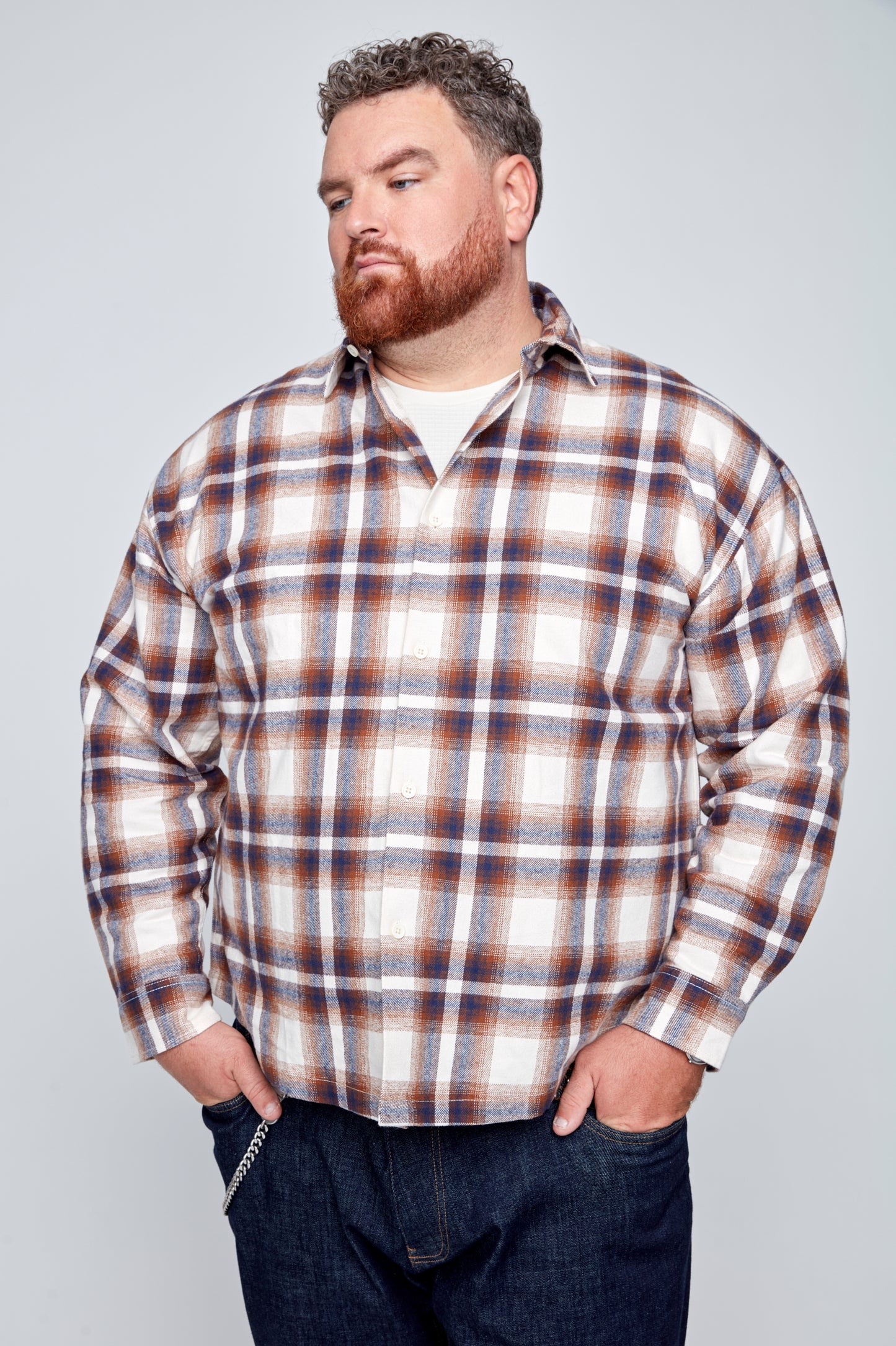 Men’s Boxy Fit Flannel Button-Front Shirt