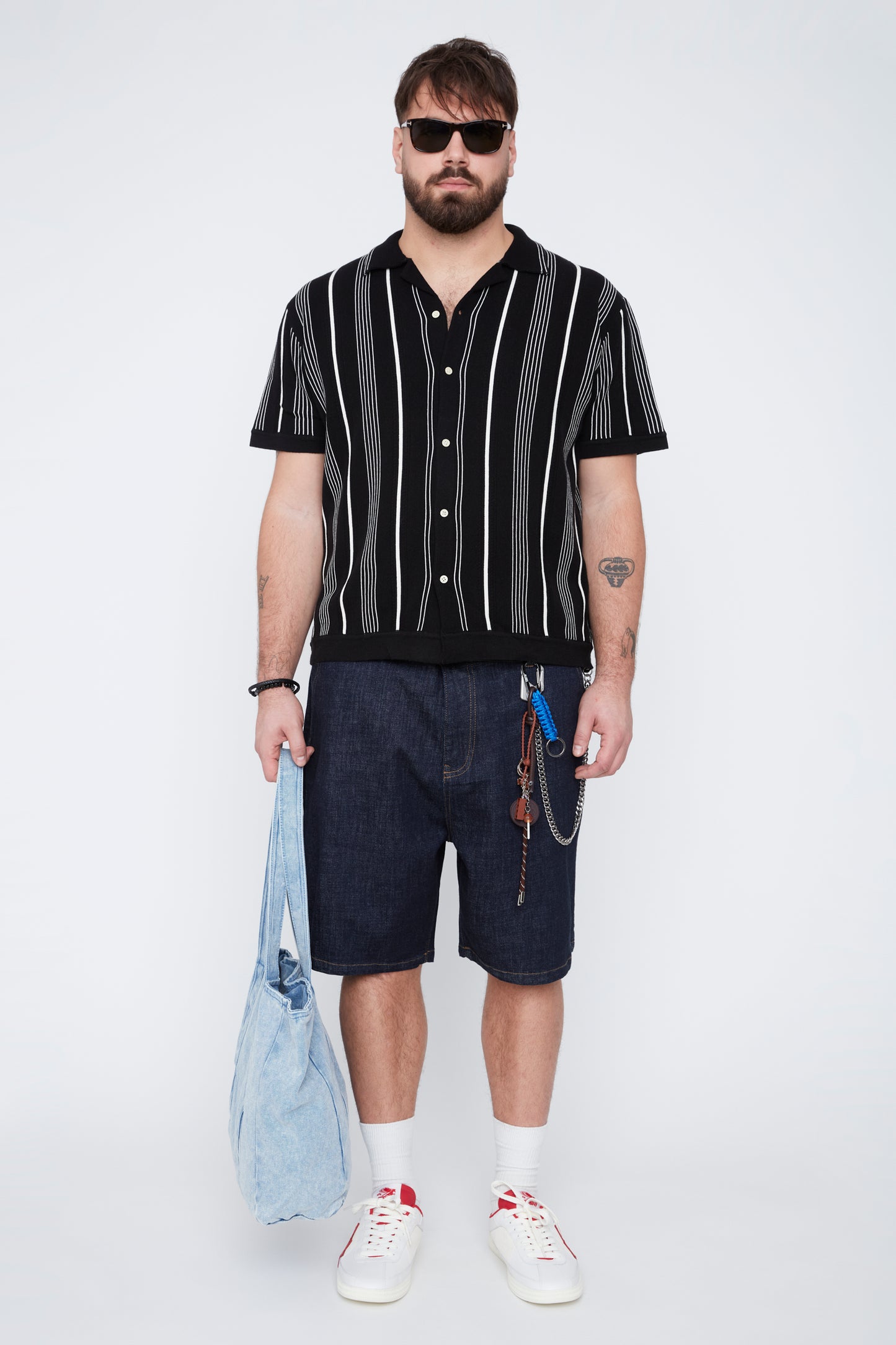Chemise à col rayé boutonnée pour homme