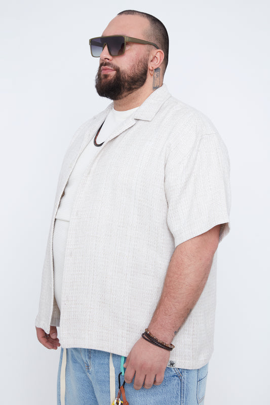 Men’s Textured Boxy Fit Resort Collar Shirt