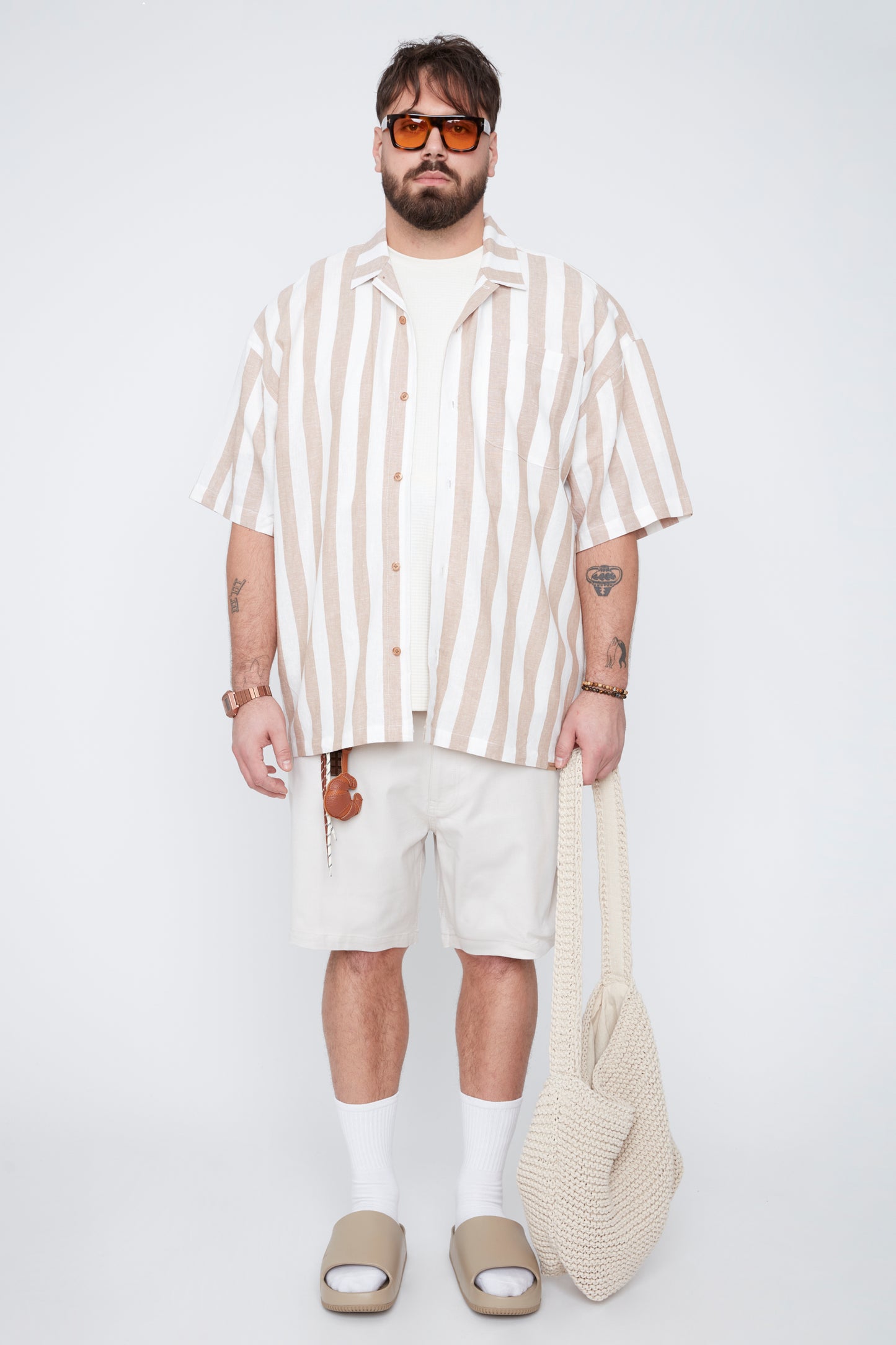 Chemise rayée pour homme, coupe carrée, avec poche poitrine