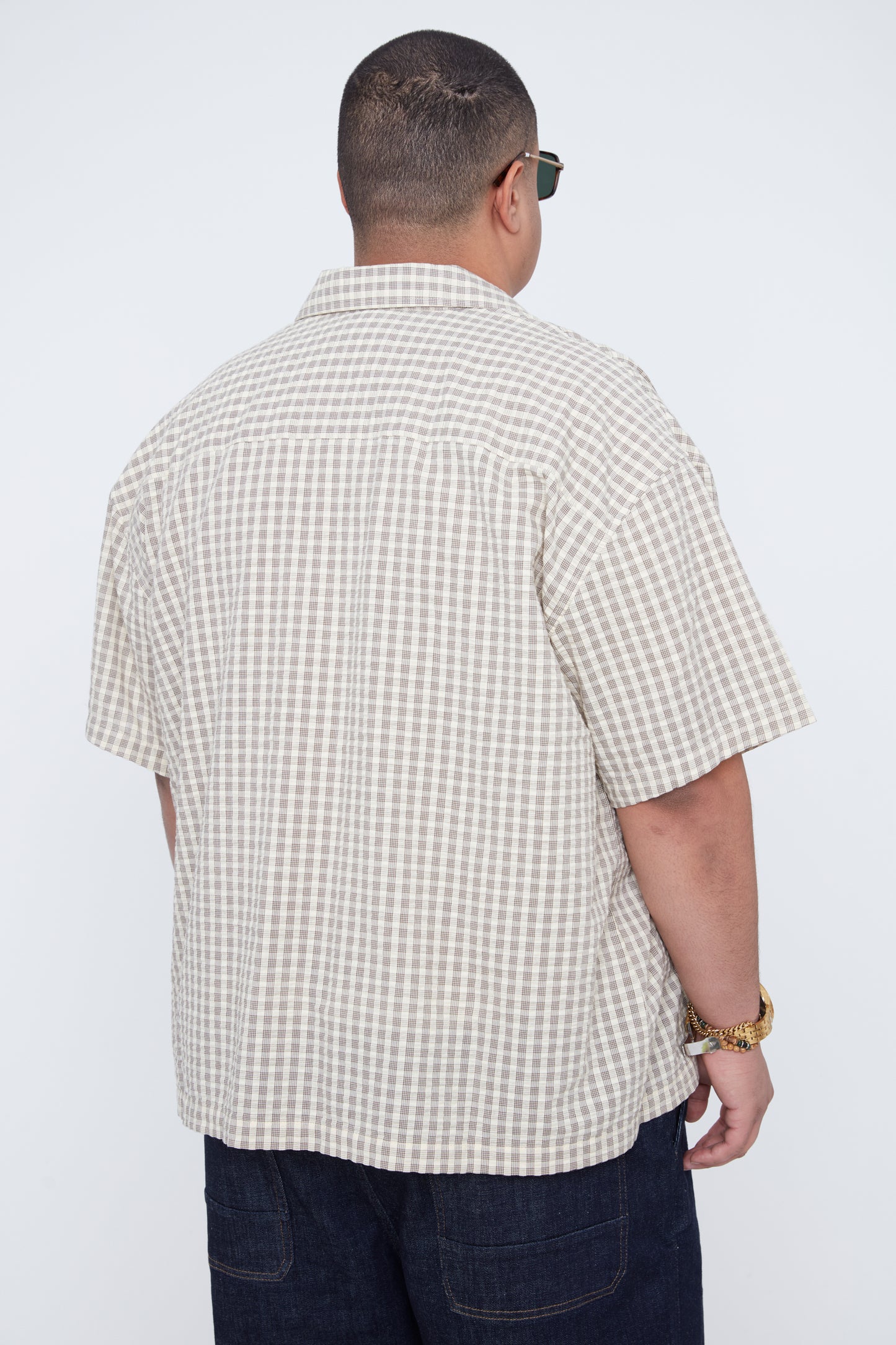 Men’s Plaid Seersucker Boxy Fit Shirt