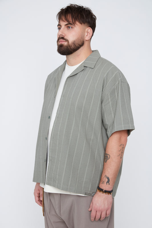 Men’s Stripe Seersucker Boxy Fit Shirt