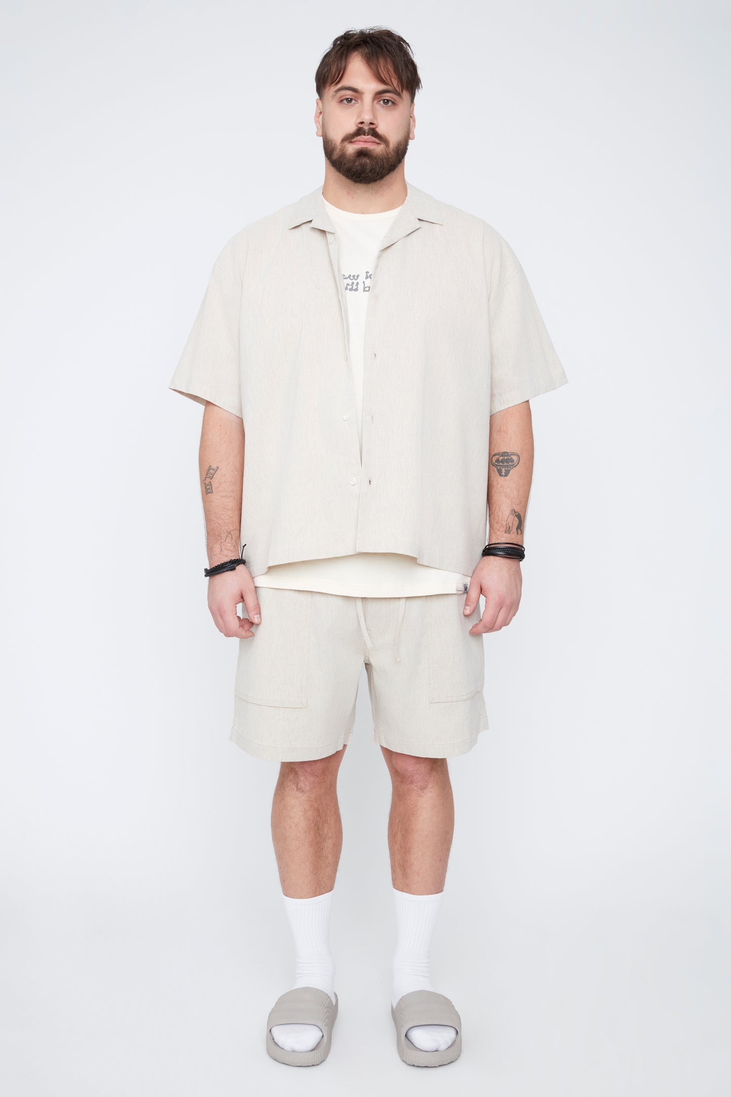 Men’s Textured Linen Blend Boxy Fit Shirt