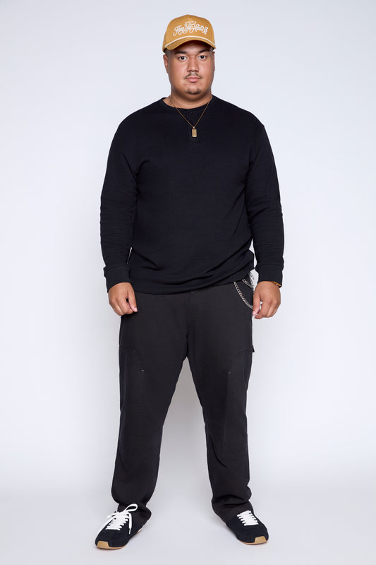 Textured Knit Long Sleeve Henley