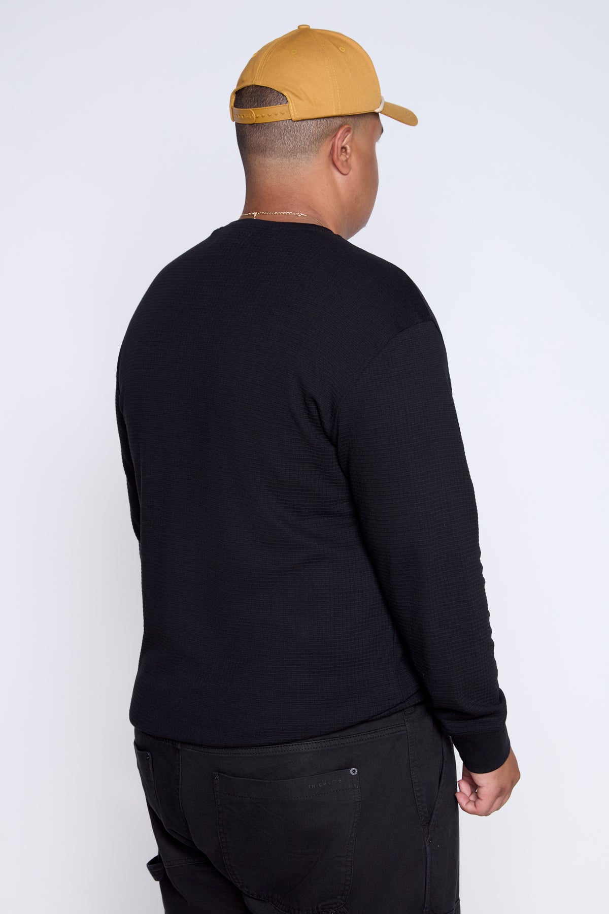 Textured Knit Long Sleeve Henley