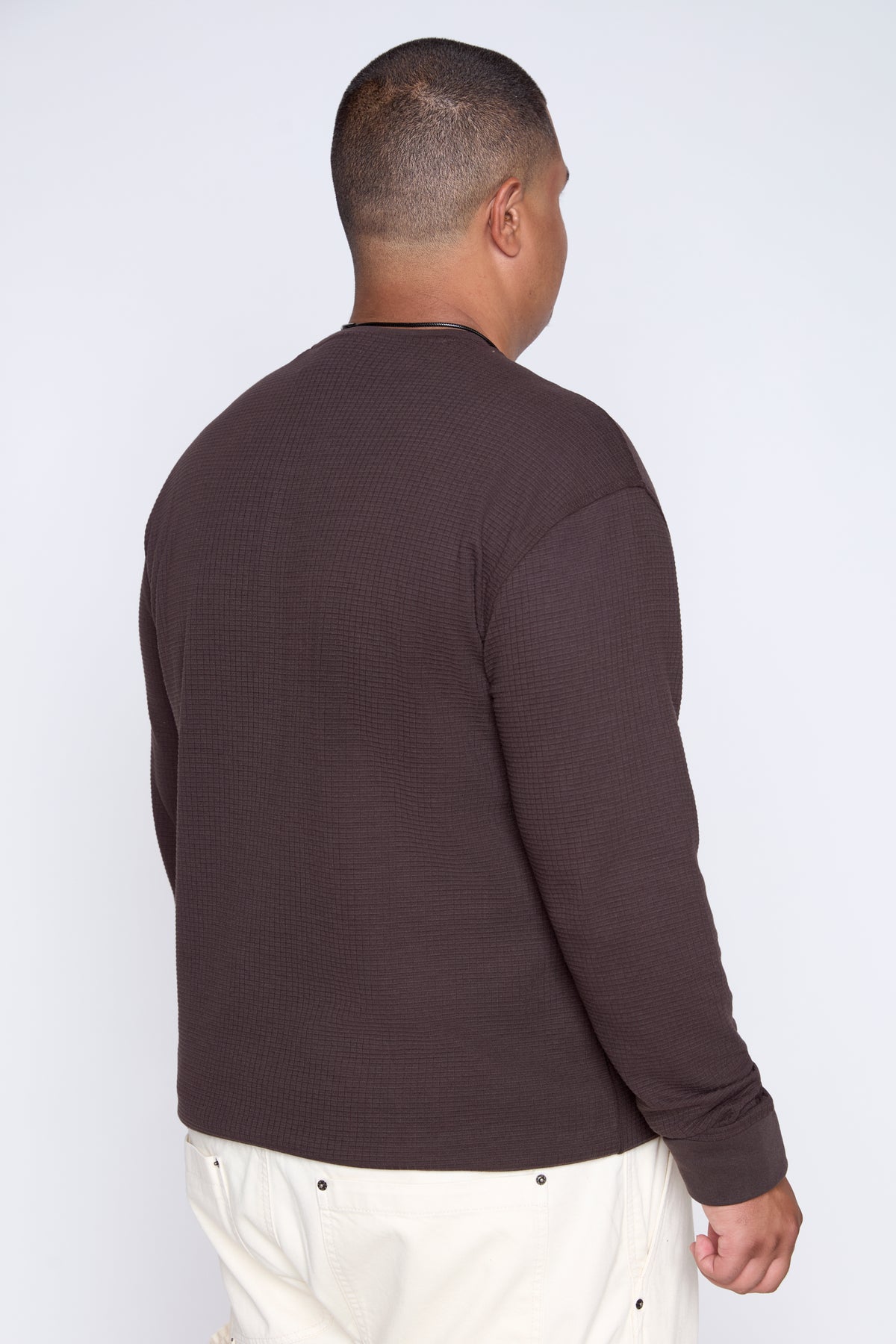 Textured Knit Long Sleeve Henley
