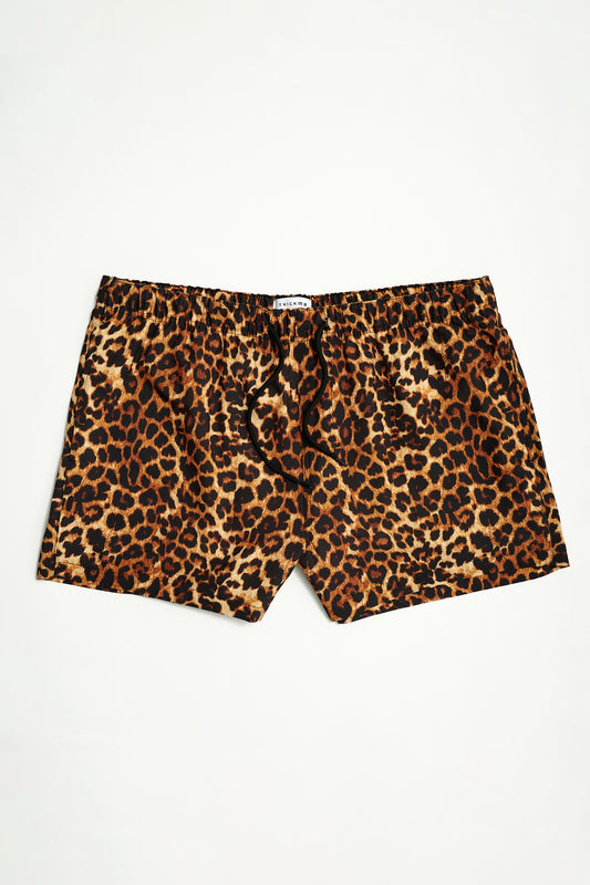 Men’s Leopard Seersucker Volley Swim Trunk