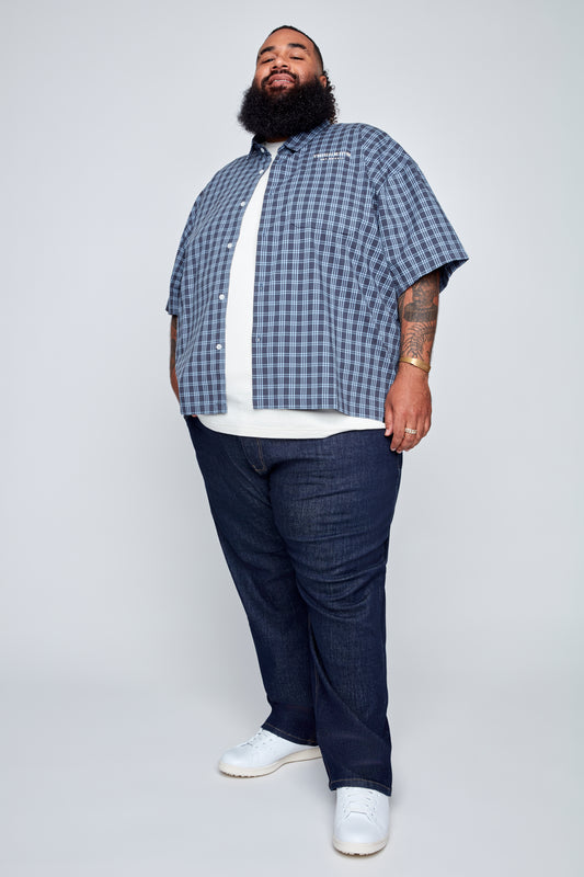 Men’s Boxy Fit Plaid Button-Front Shirt