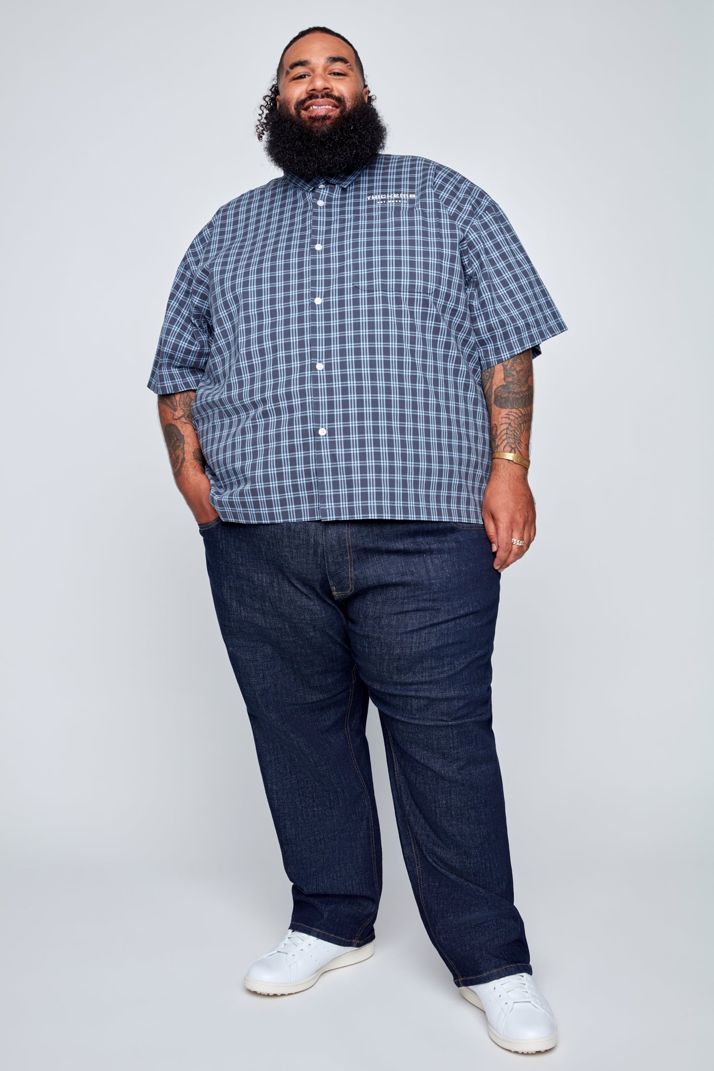 Men’s Boxy Fit Plaid Button-Front Shirt