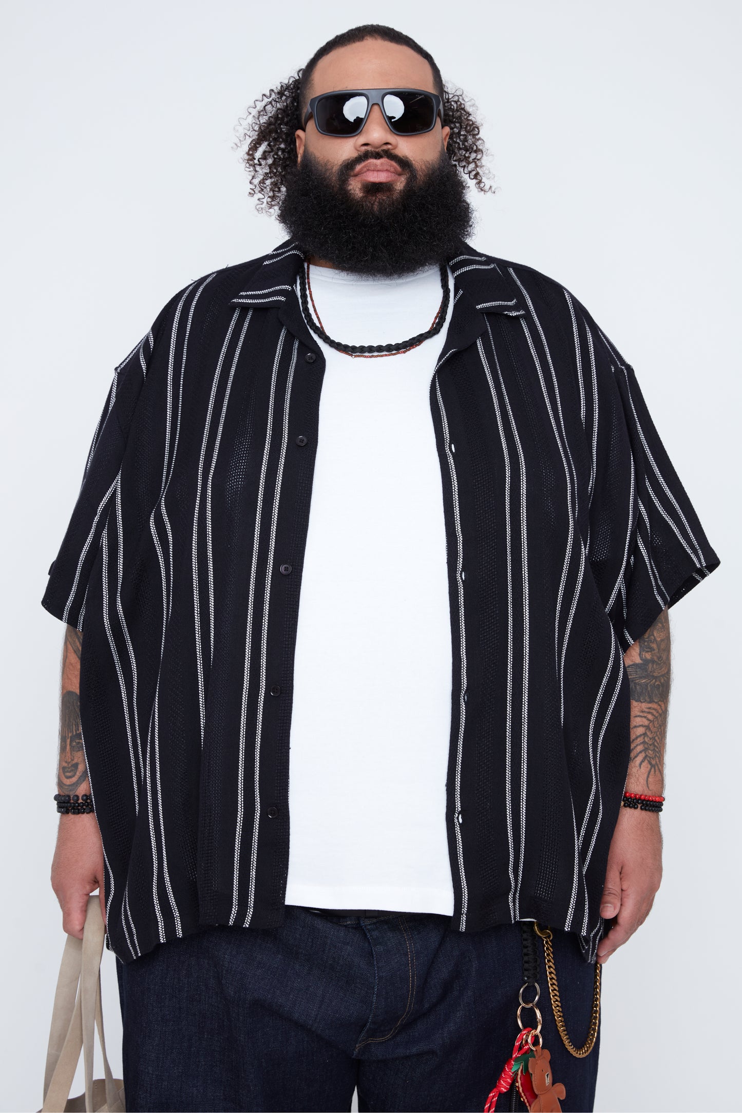 Men’s Striped Dobby Boxy Fit Resort Collar Shirt