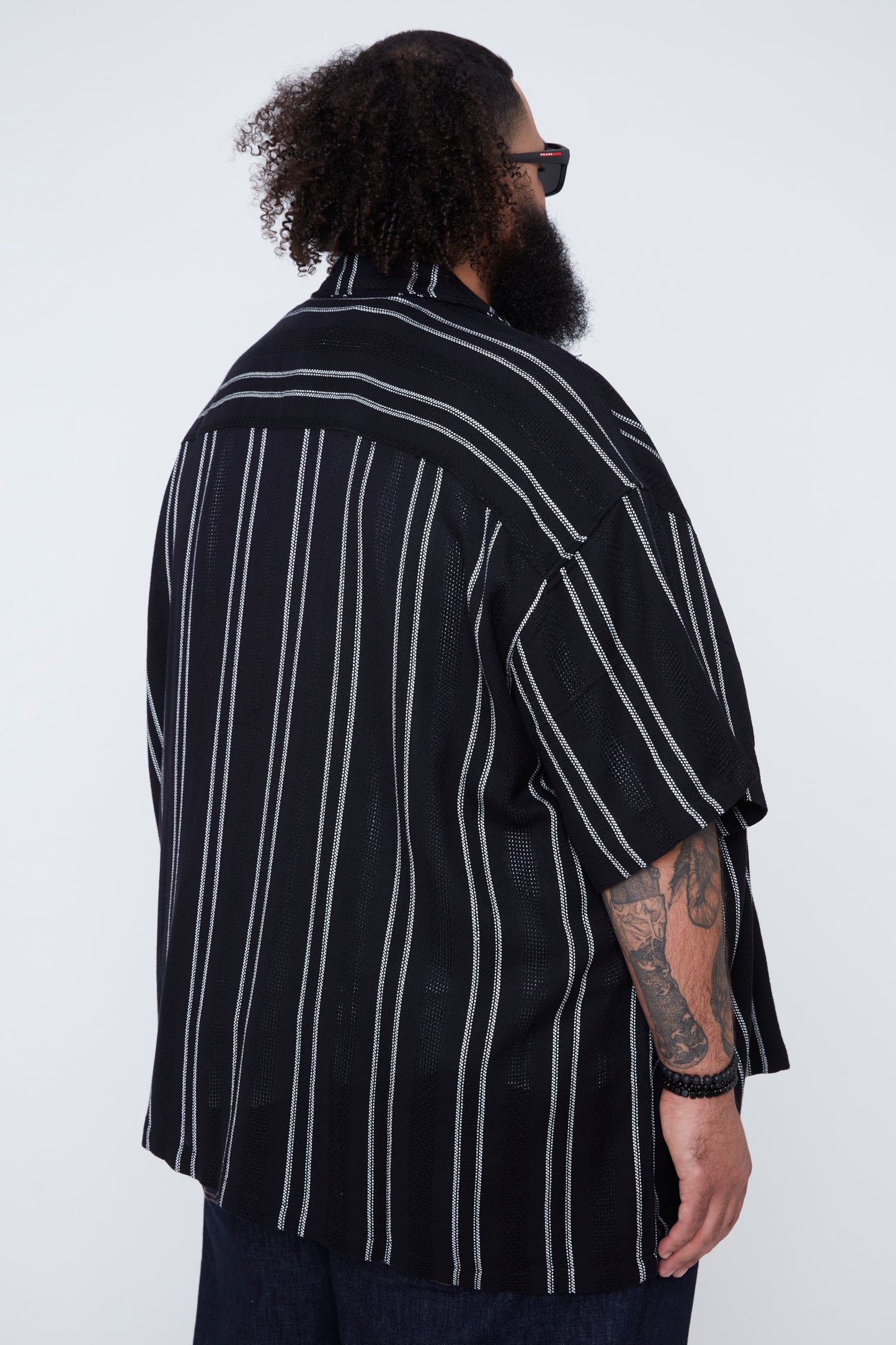 Men’s Striped Dobby Boxy Fit Resort Collar Shirt