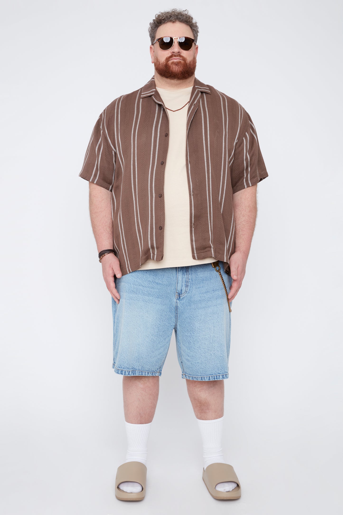 Men’s Striped Dobby Boxy Fit Resort Collar Shirt