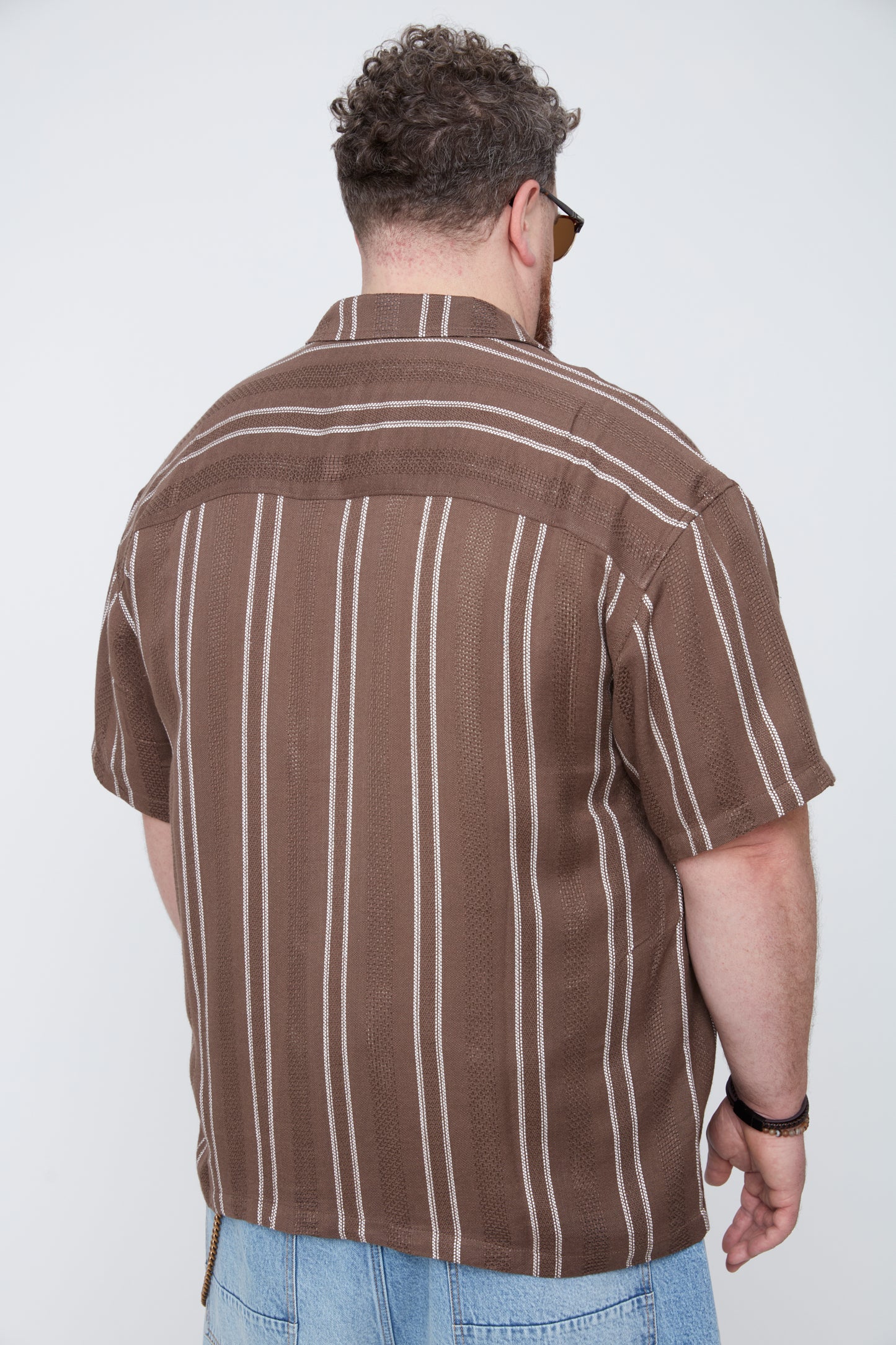 Men’s Striped Dobby Boxy Fit Resort Collar Shirt