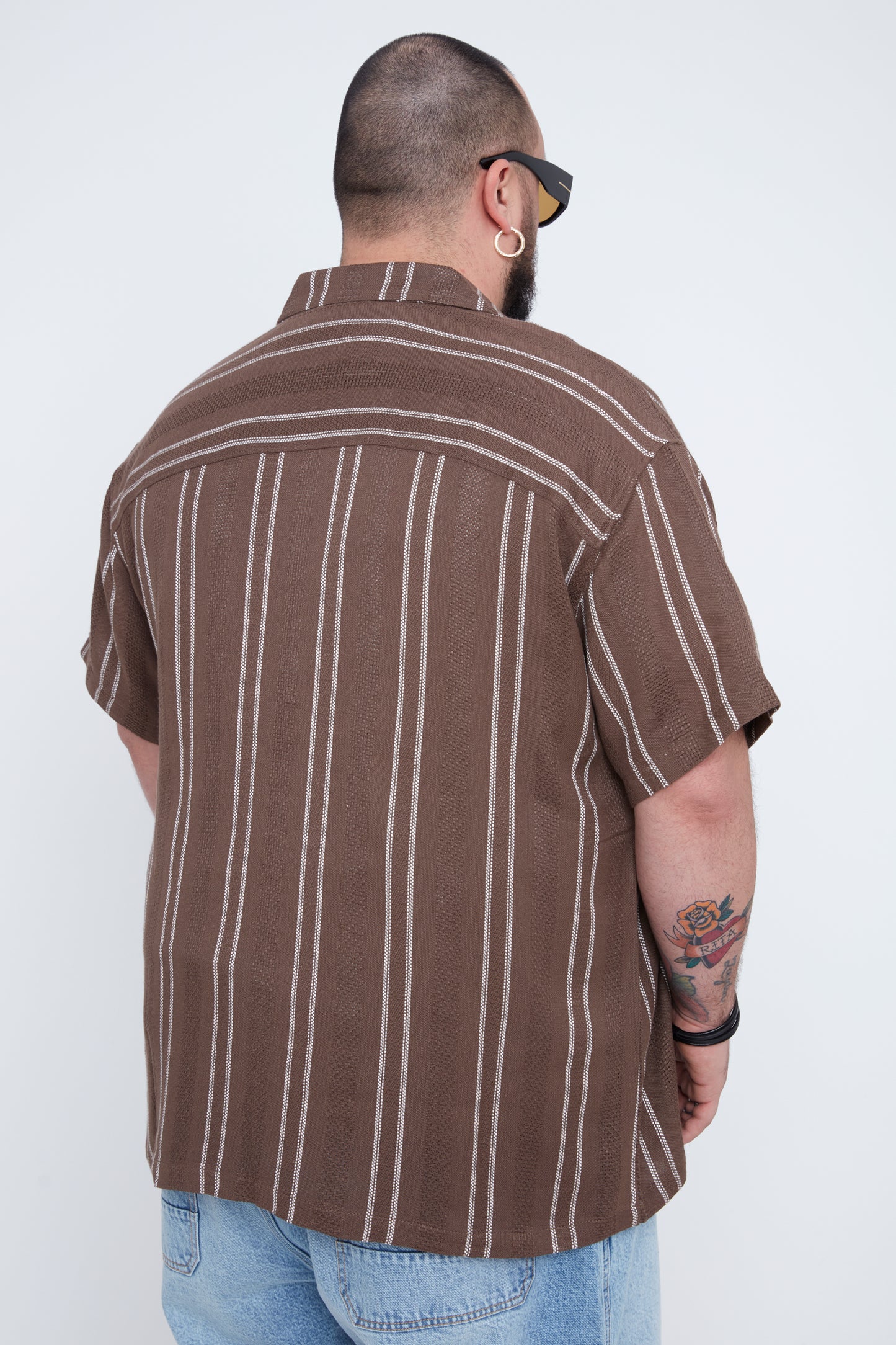 Men’s Striped Dobby Boxy Fit Resort Collar Shirt