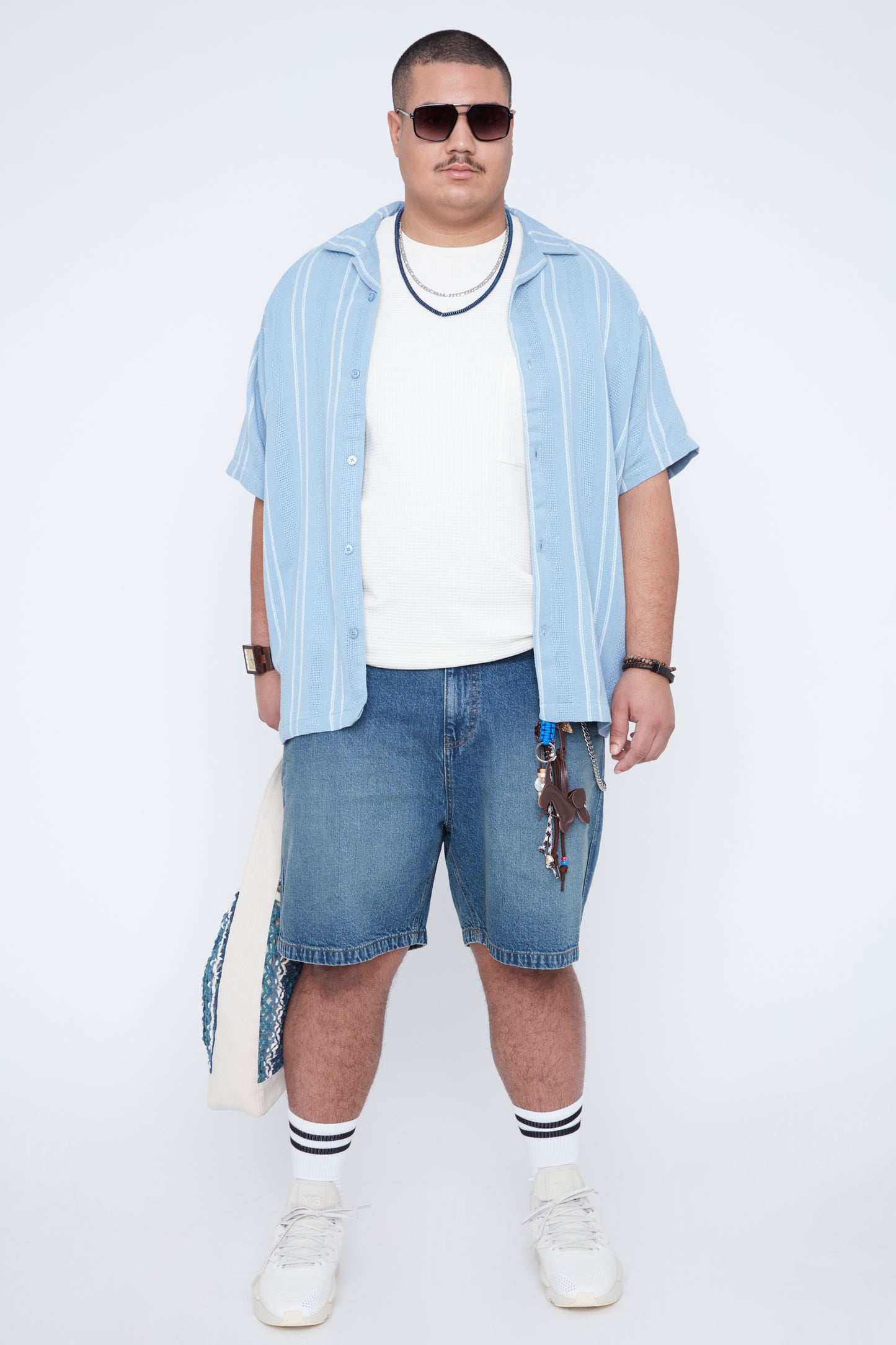 Men’s Striped Dobby Boxy Fit Resort Collar Shirt