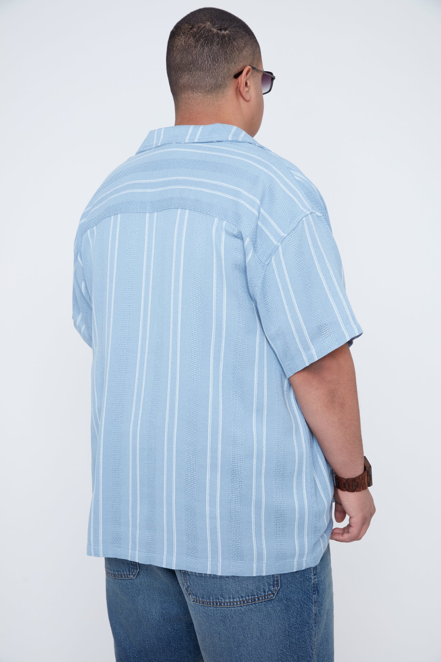 Men’s Striped Dobby Boxy Fit Resort Collar Shirt