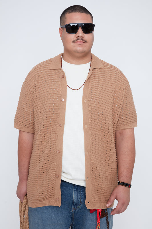 Men’s Button-Up Sweater Knit Shirt
