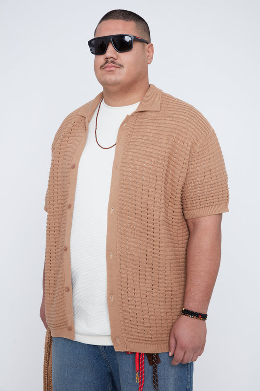 Men’s Button-Up Sweater Knit Shirt