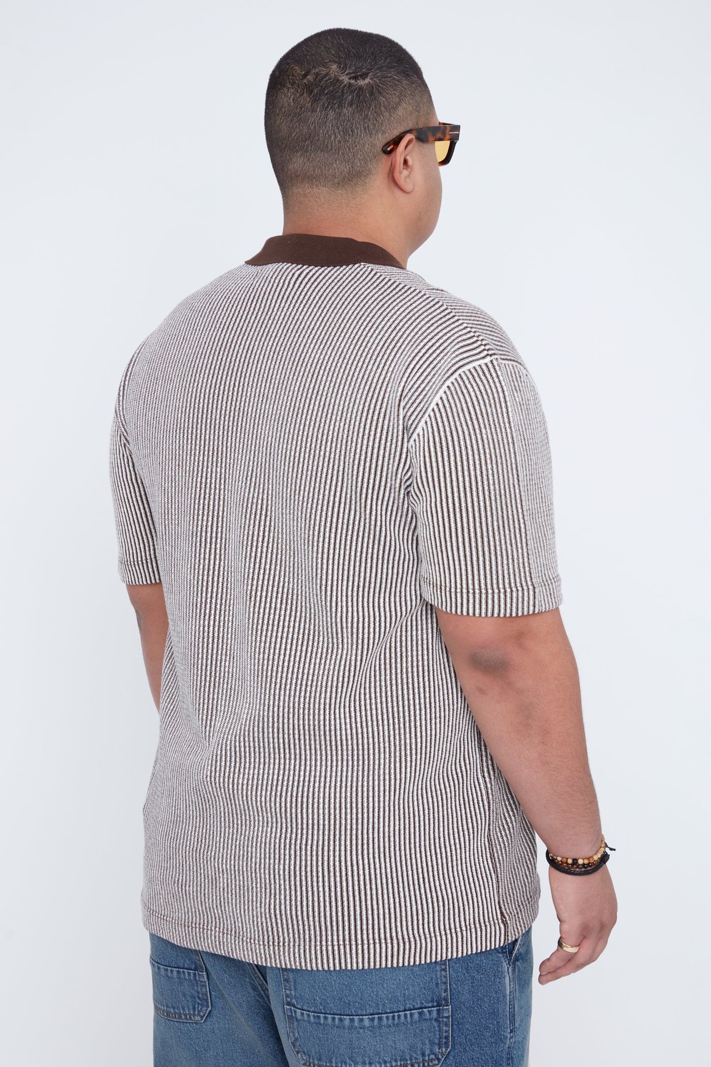 Men's Textured Johnny Collar Sweater Knit Polo