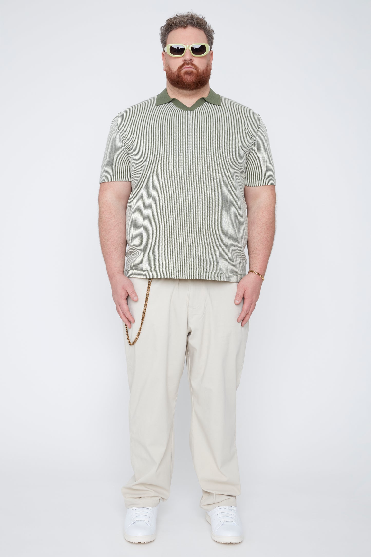 Men's Textured Johnny Collar Sweater Knit Polo