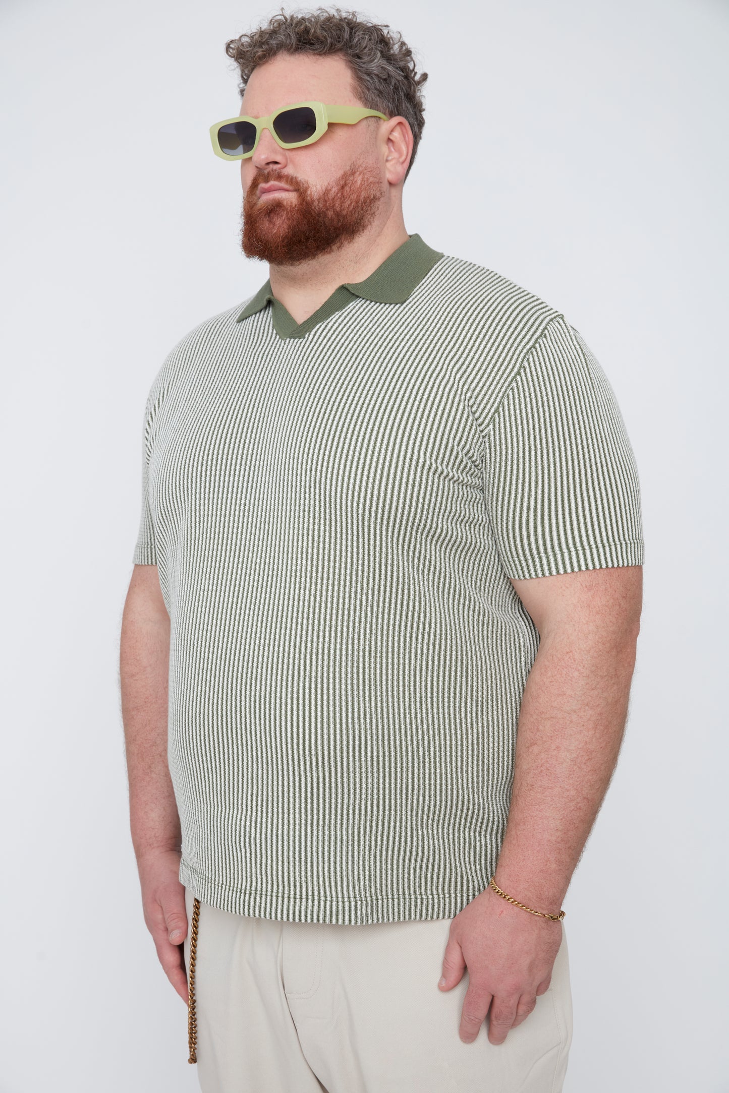 Men's Textured Johnny Collar Sweater Knit Polo