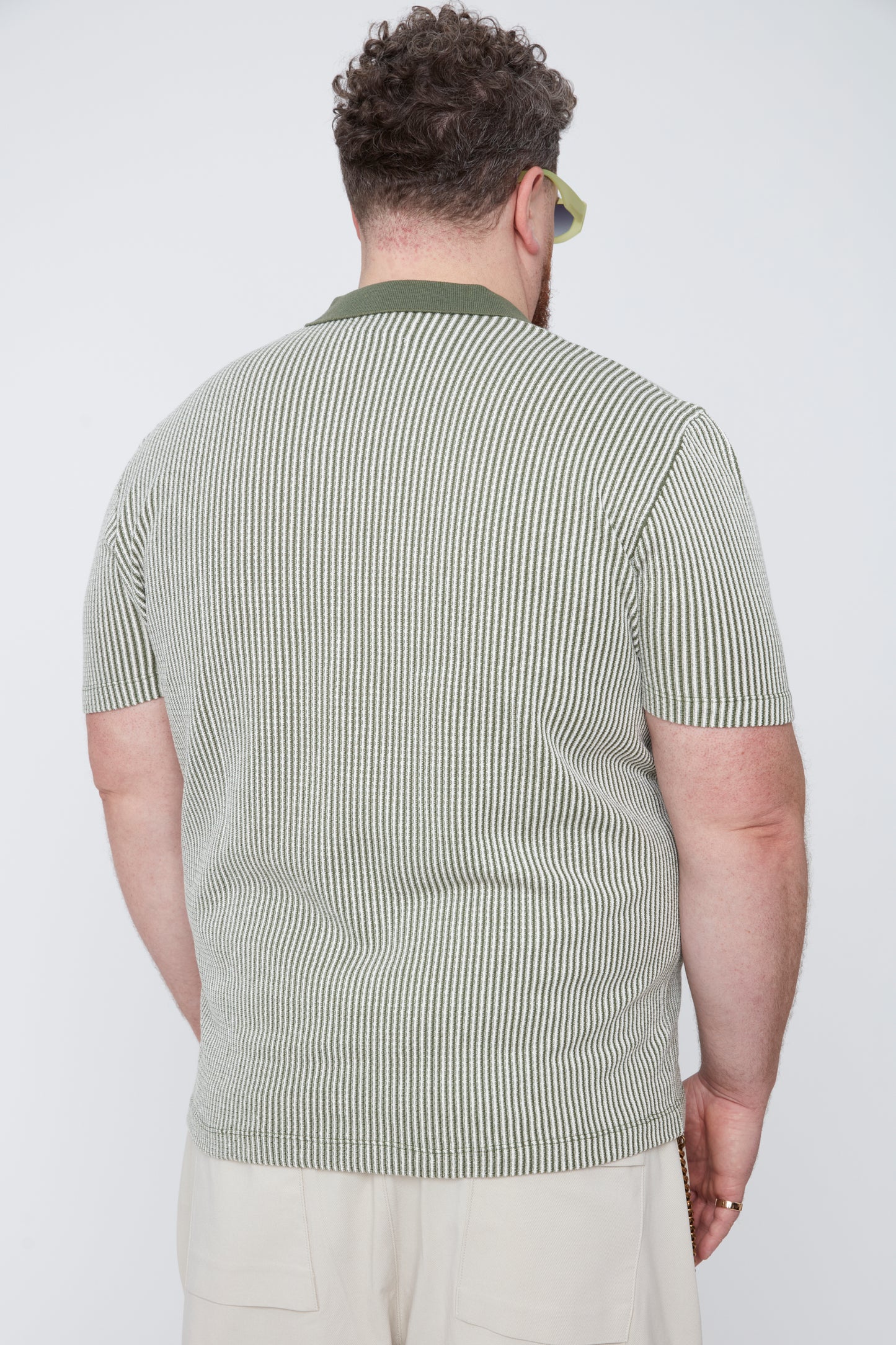 Men's Textured Johnny Collar Sweater Knit Polo