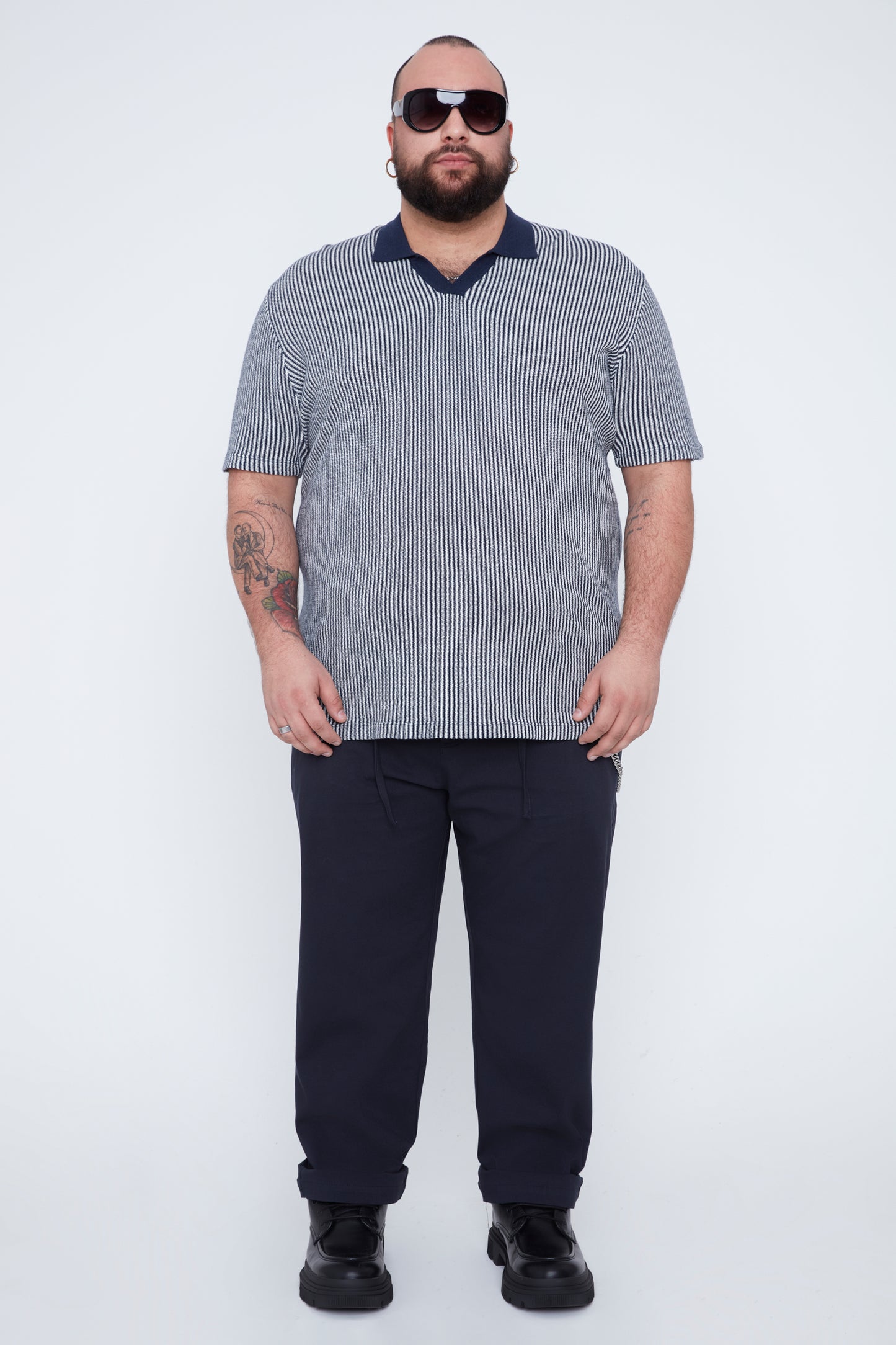 Men's Textured Johnny Collar Sweater Knit Polo