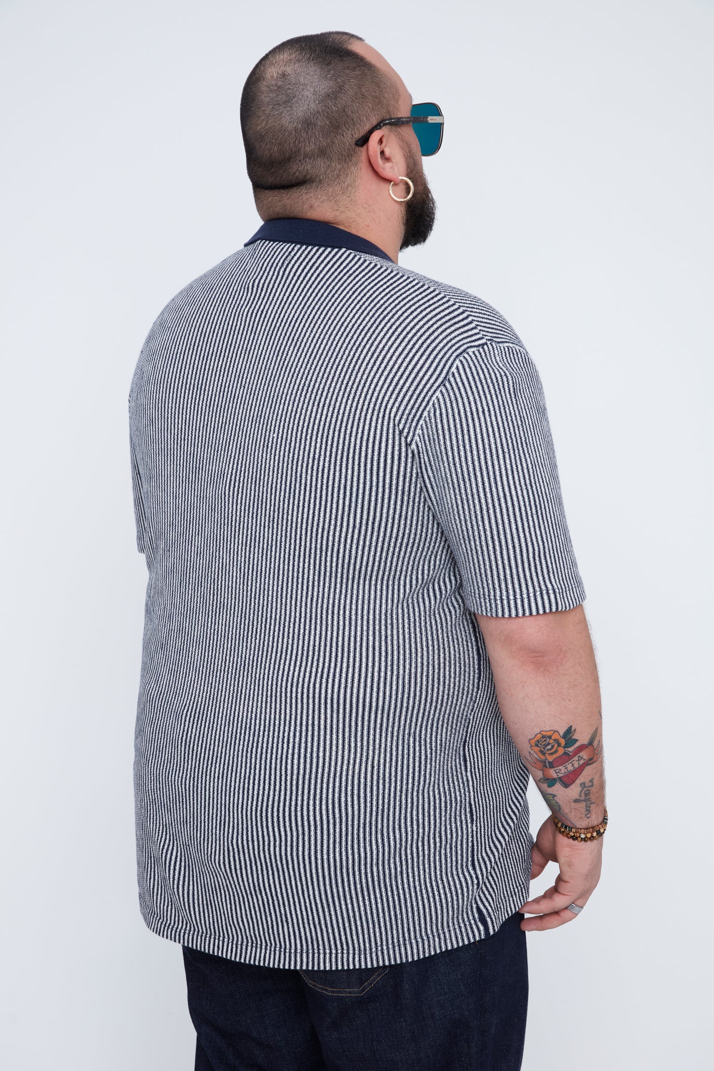 Men's Textured Johnny Collar Sweater Knit Polo