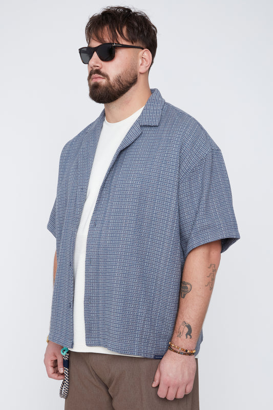 Men’s Textured Boxy Fit Resort Collar Shirt