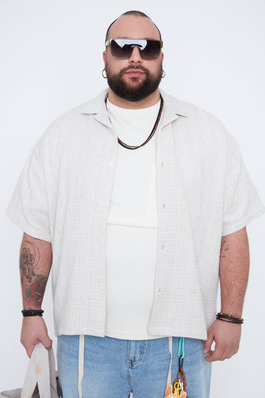 Men’s Textured Boxy Fit Resort Collar Shirt