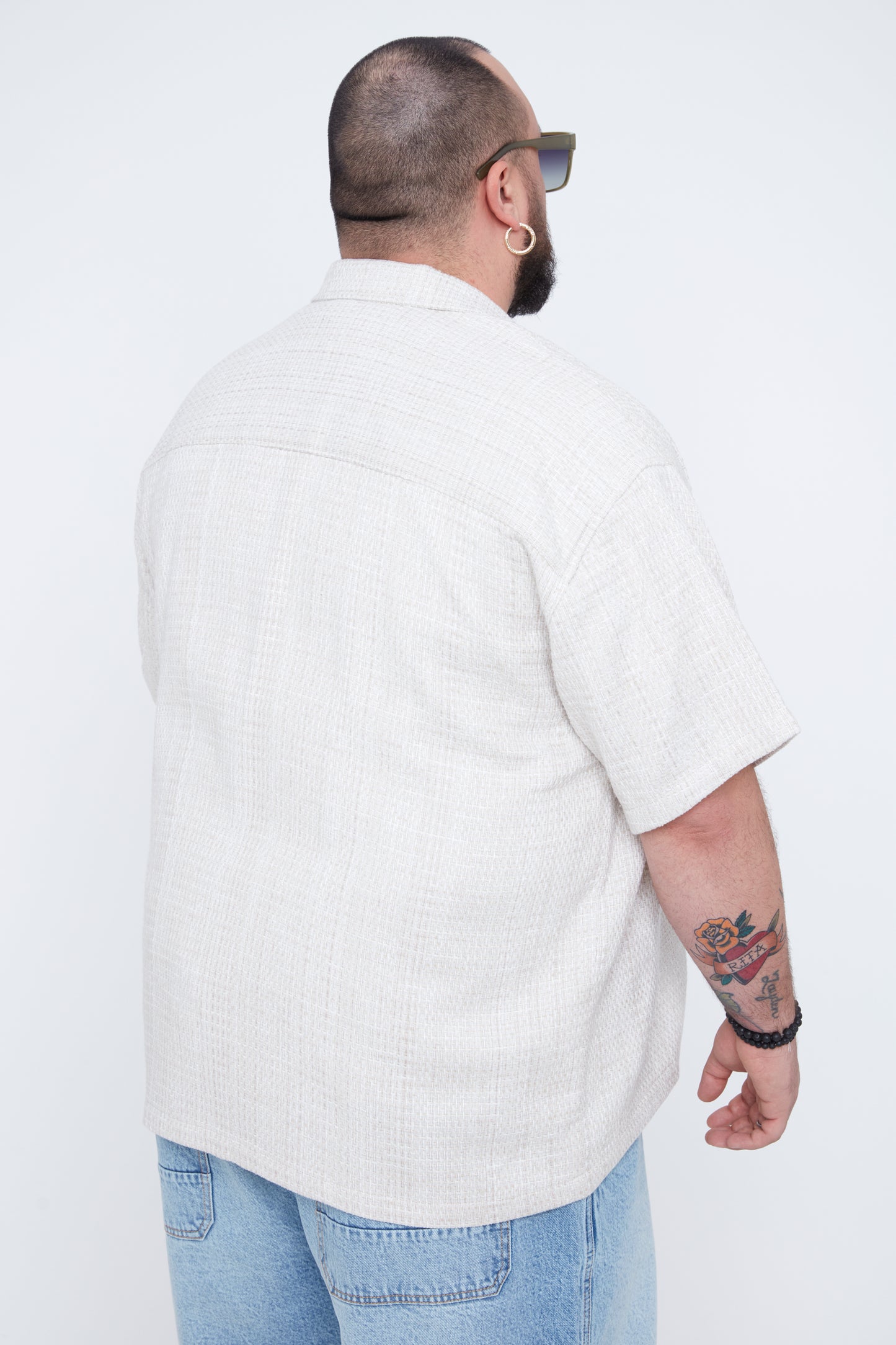 Chemise homme texturée à col carré et col style resort