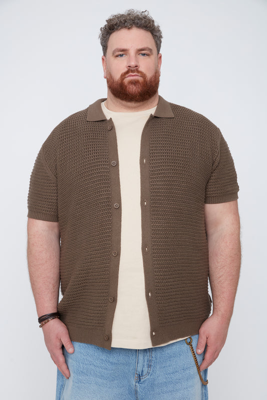 Men’s Plated Sweater Knit Shirt