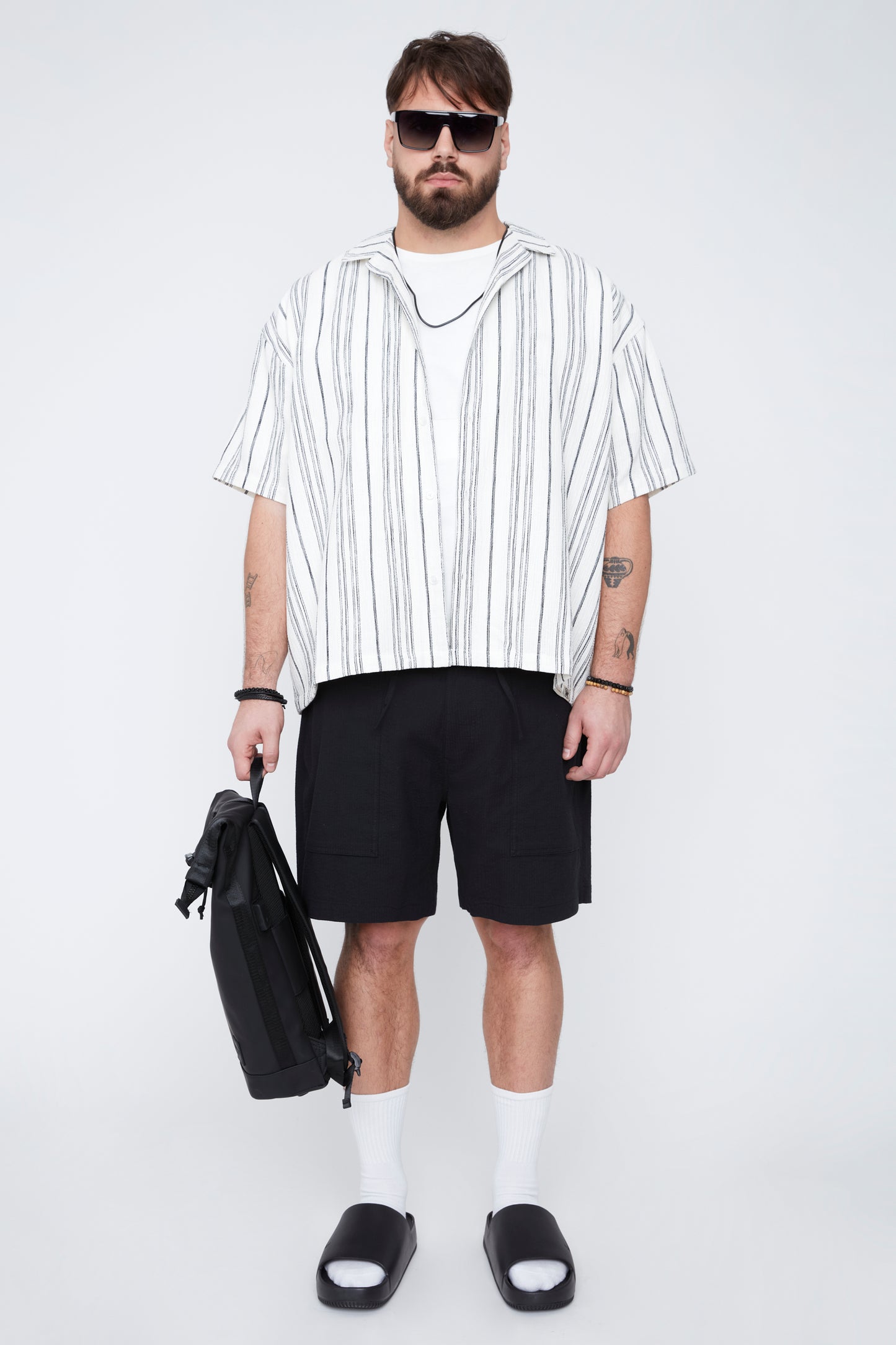 Men’s Stripe Boxy Fit Resort Collar Shirt