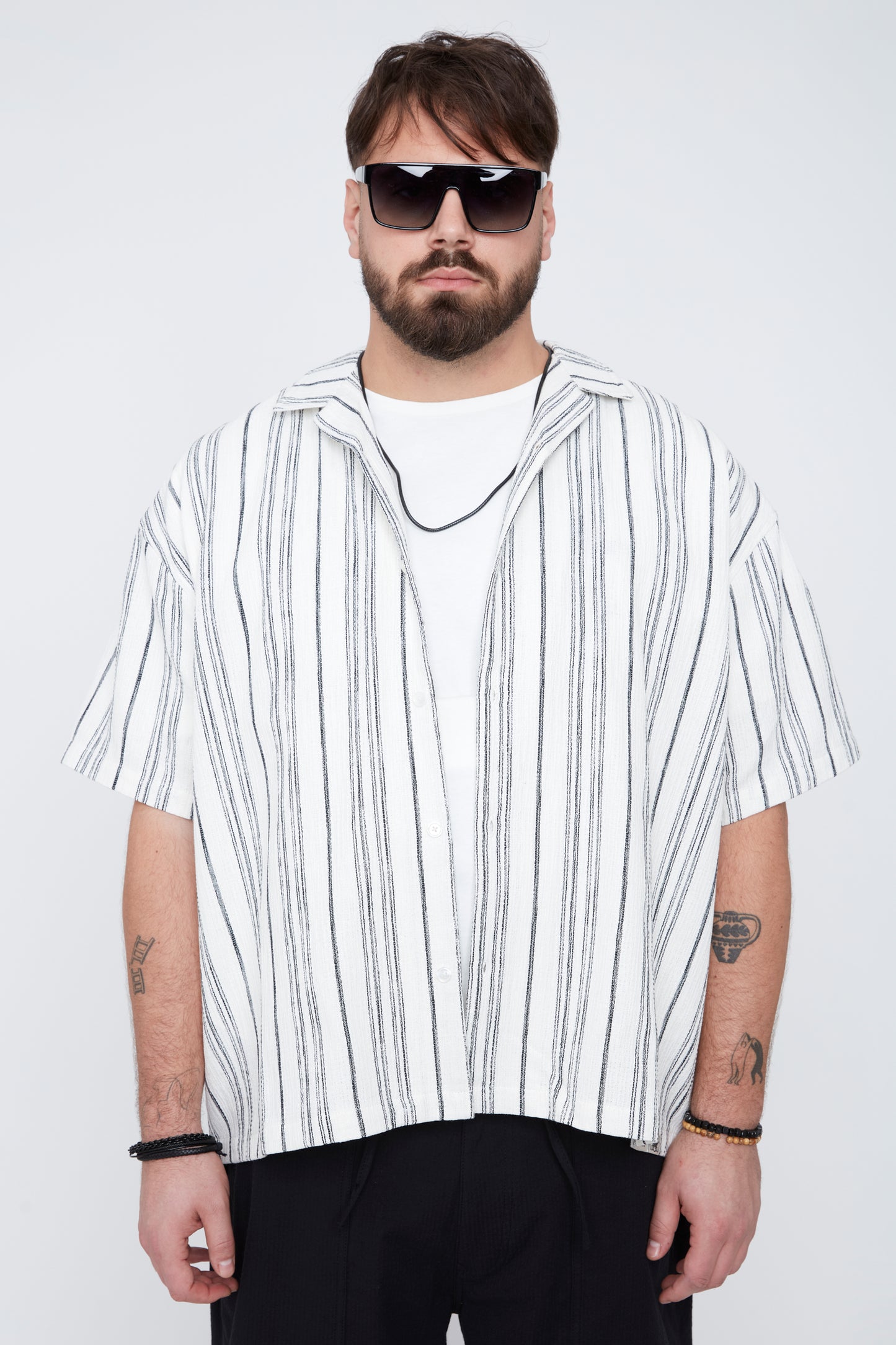 Men’s Stripe Boxy Fit Resort Collar Shirt