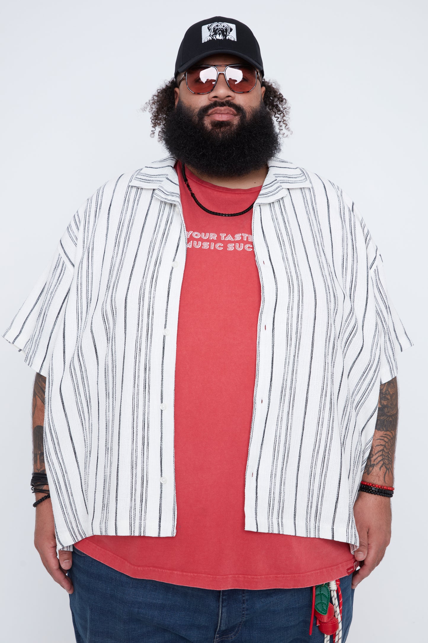 Men’s Stripe Boxy Fit Resort Collar Shirt