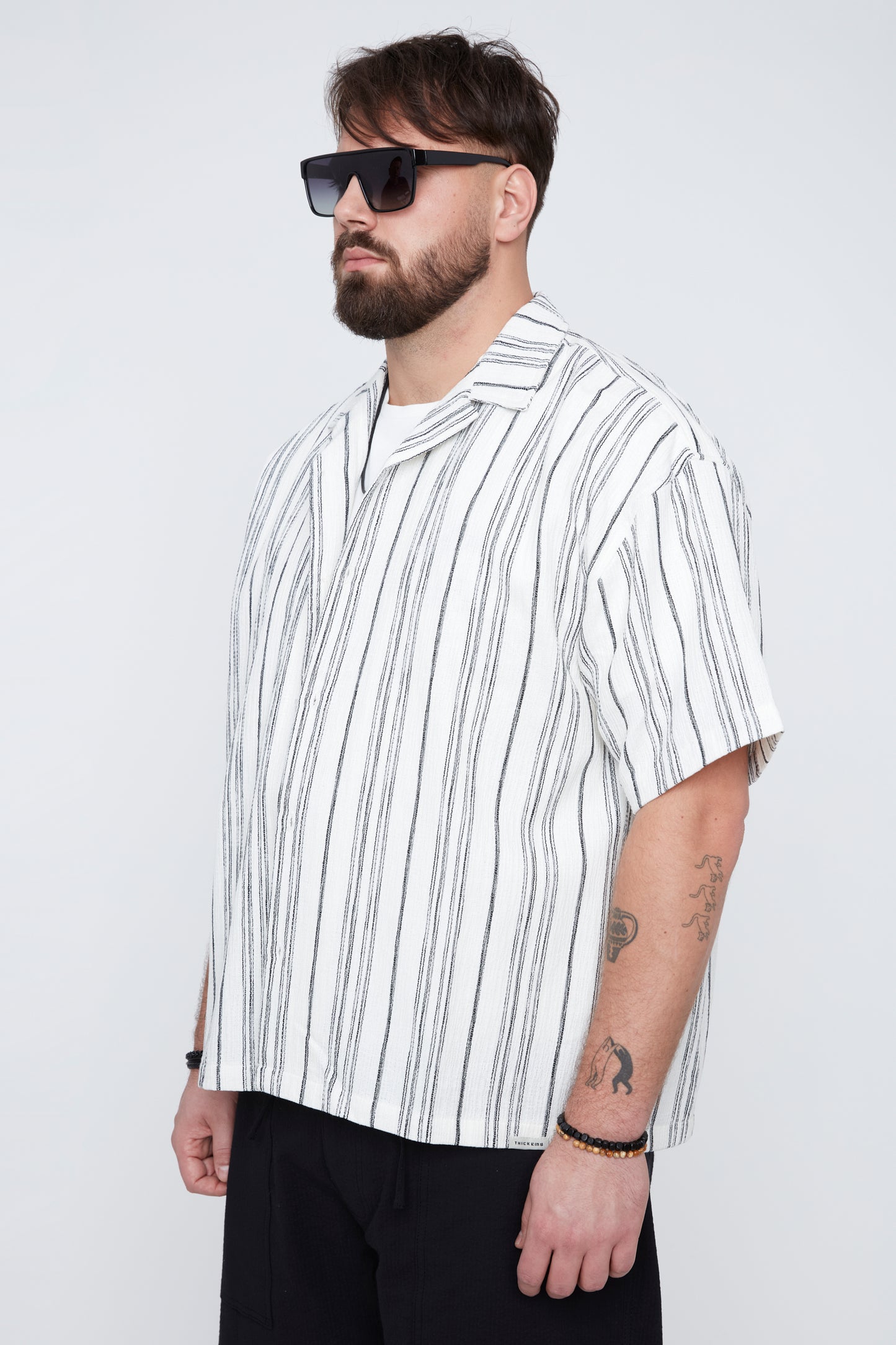 Men’s Stripe Boxy Fit Resort Collar Shirt