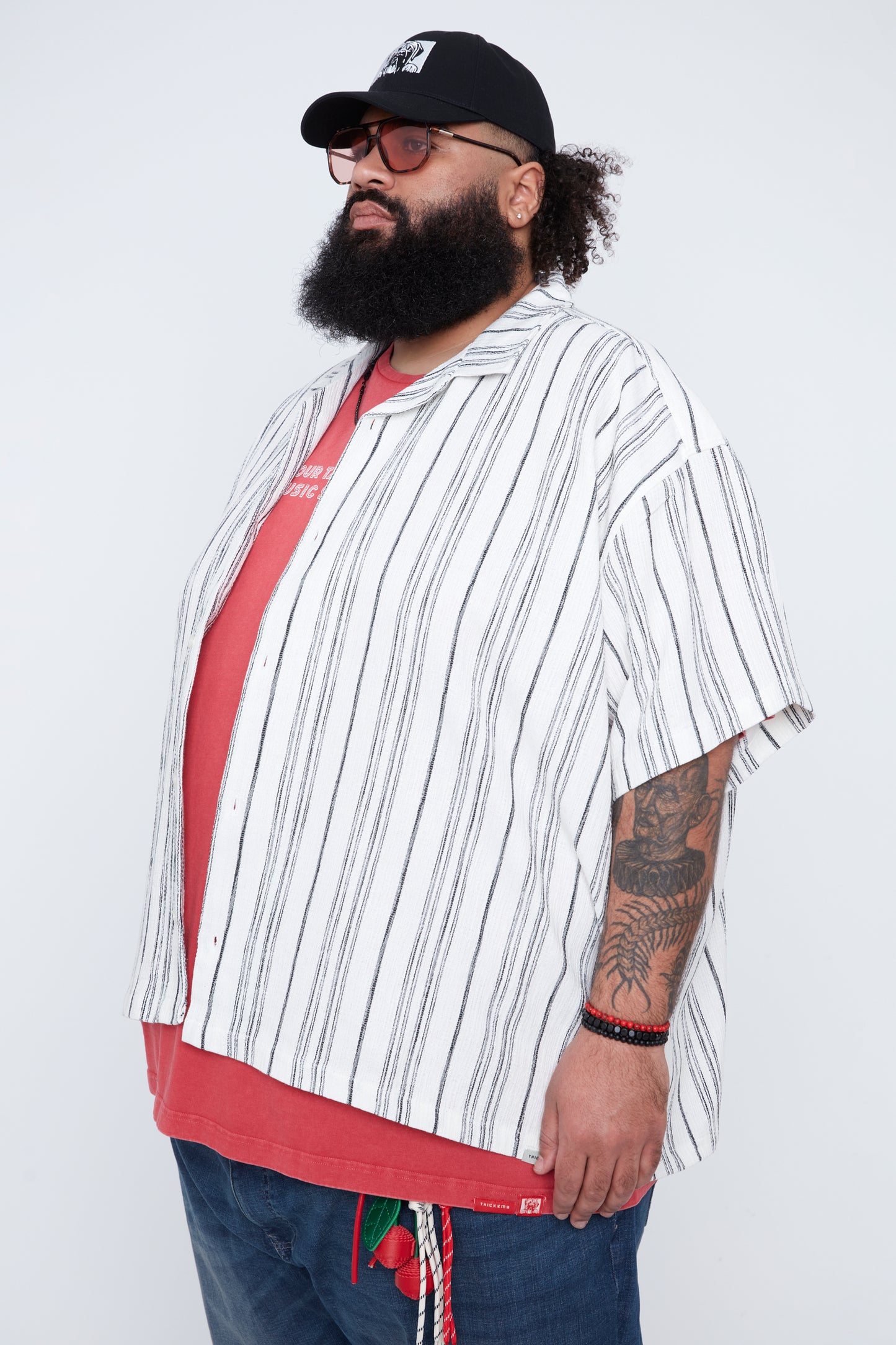 Men’s Stripe Boxy Fit Resort Collar Shirt
