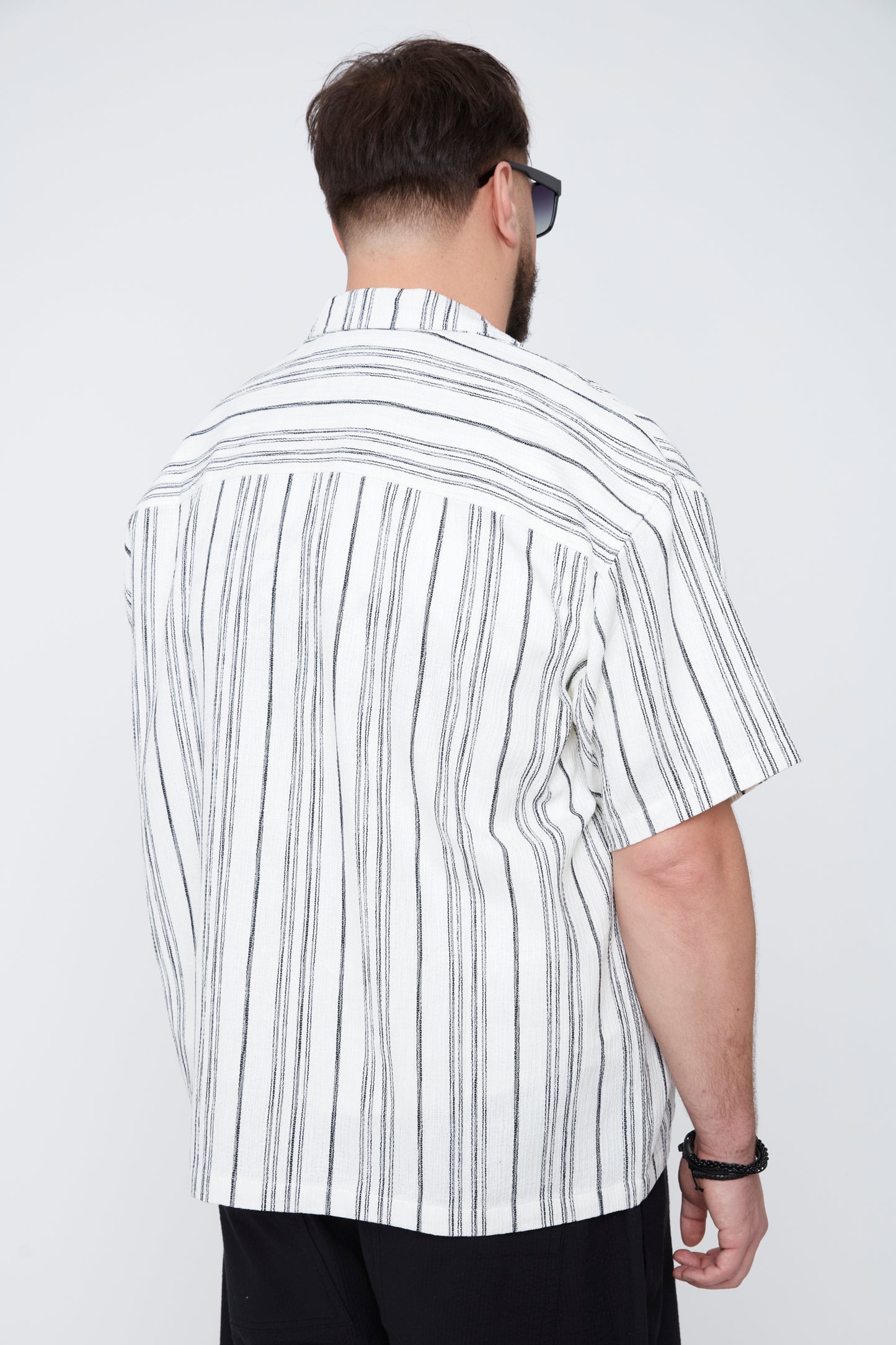 Men’s Stripe Boxy Fit Resort Collar Shirt