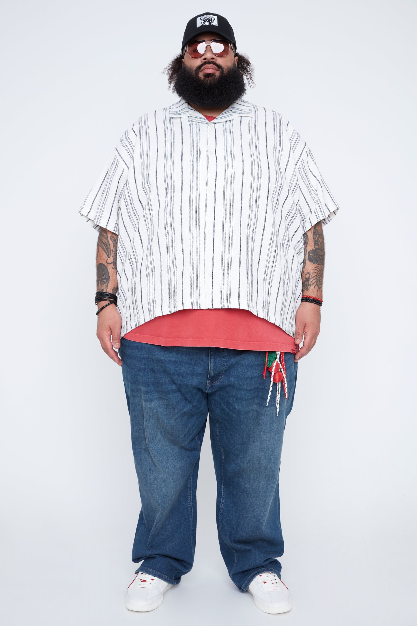 Men’s Stripe Boxy Fit Resort Collar Shirt