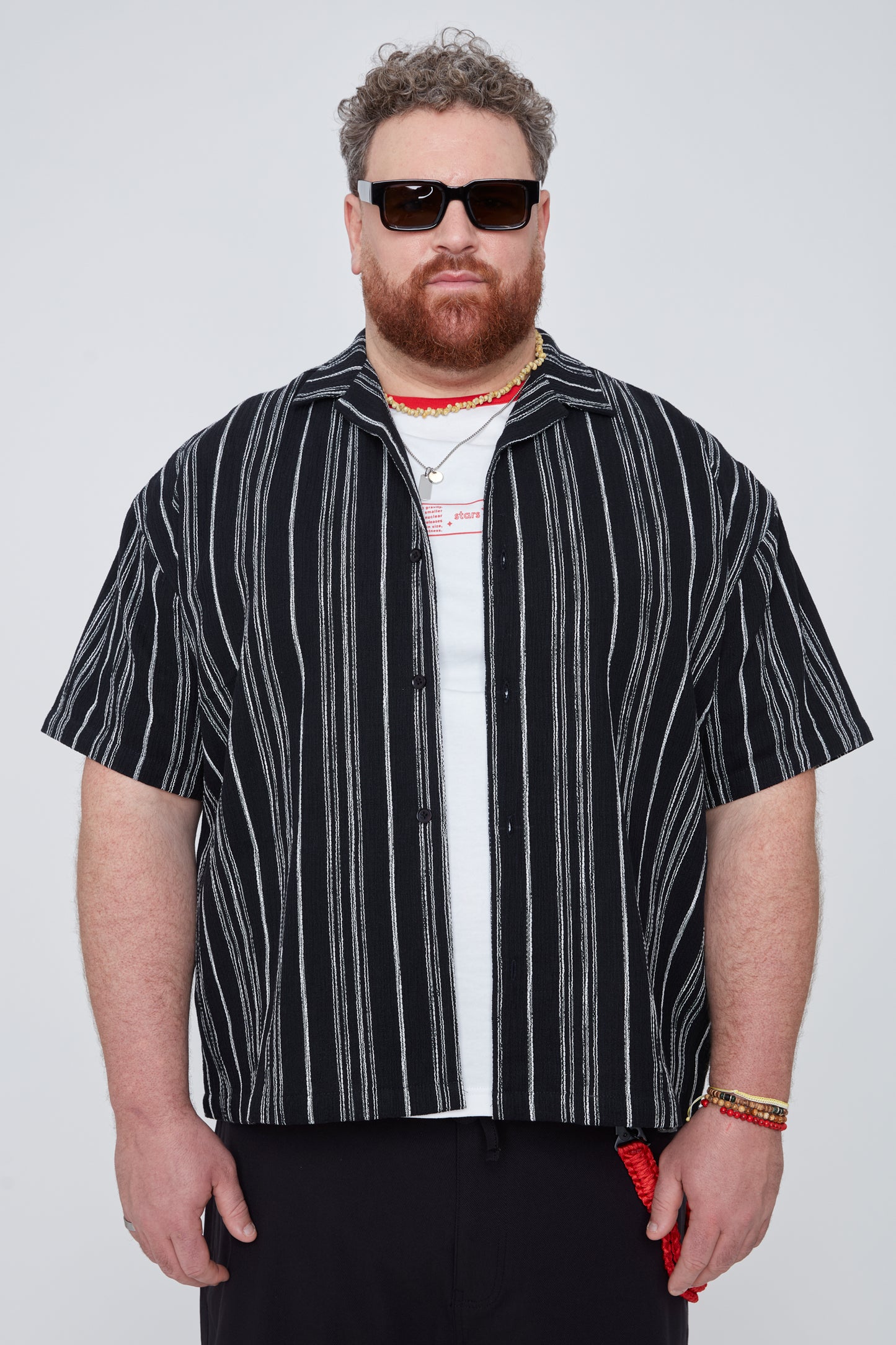 Men’s Stripe Boxy Fit Resort Collar Shirt