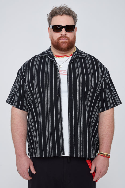 Men’s Stripe Boxy Fit Resort Collar Shirt