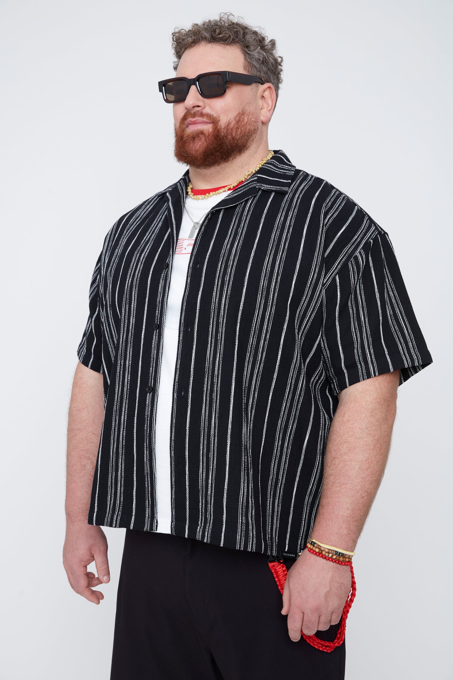Men’s Stripe Boxy Fit Resort Collar Shirt