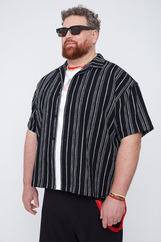 Men’s Stripe Boxy Fit Resort Collar Shirt