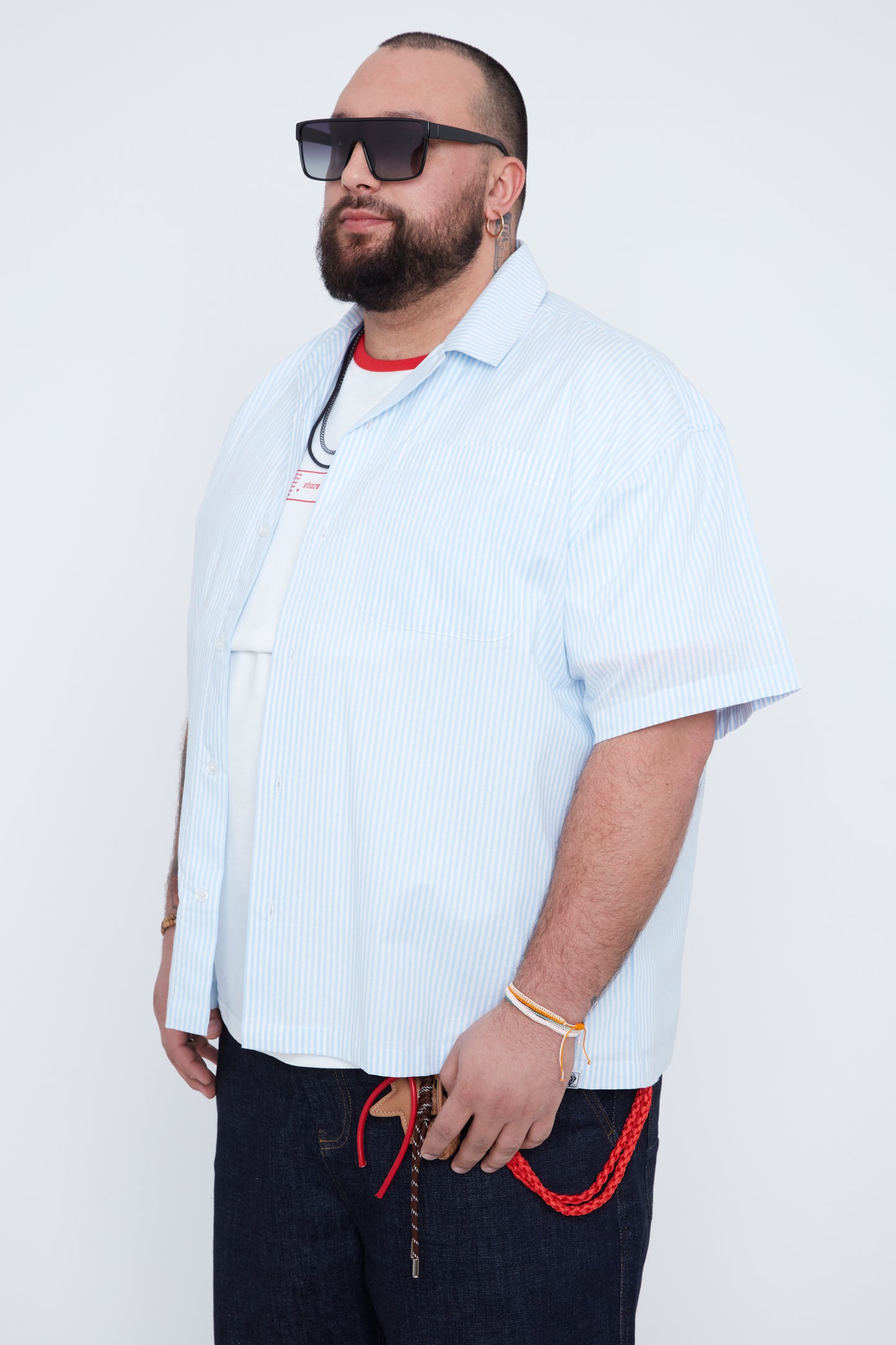 Men’s Striped Stretch Cotton Boxy Fit Shirt