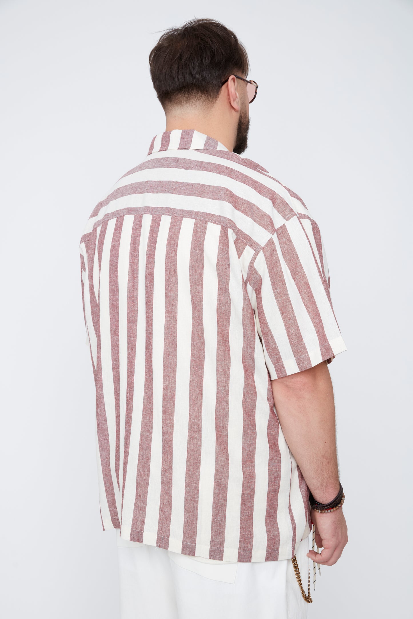 Men’s Striped Boxy Fit Shirt with Chest Pocket