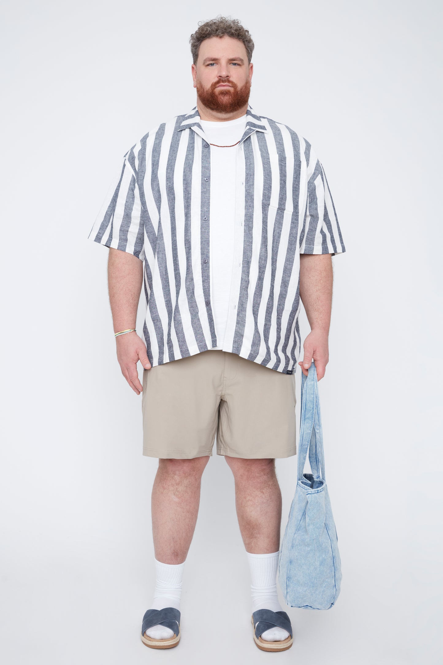 Men’s Striped Boxy Fit Shirt with Chest Pocket