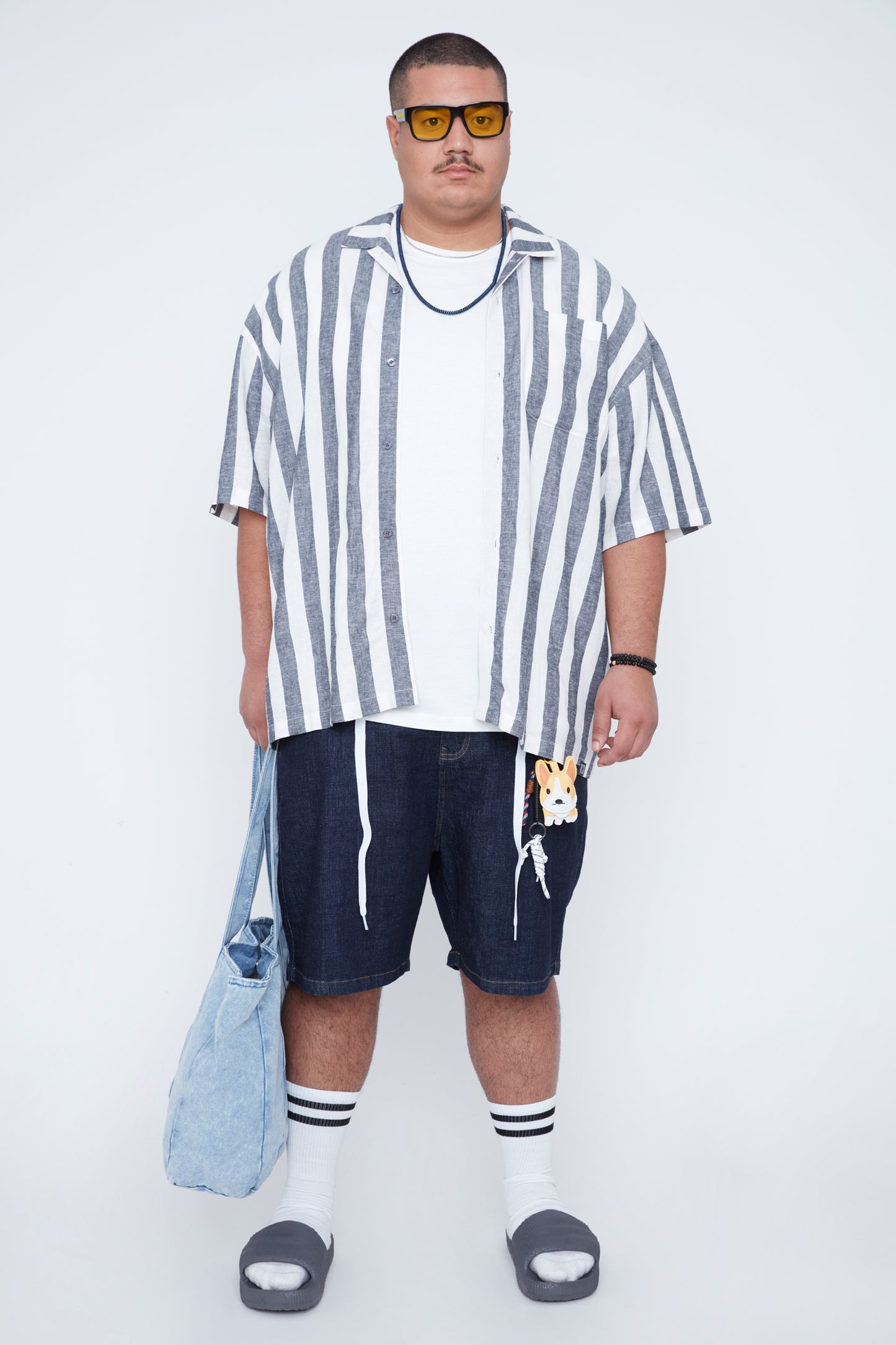Men’s Striped Boxy Fit Shirt with Chest Pocket