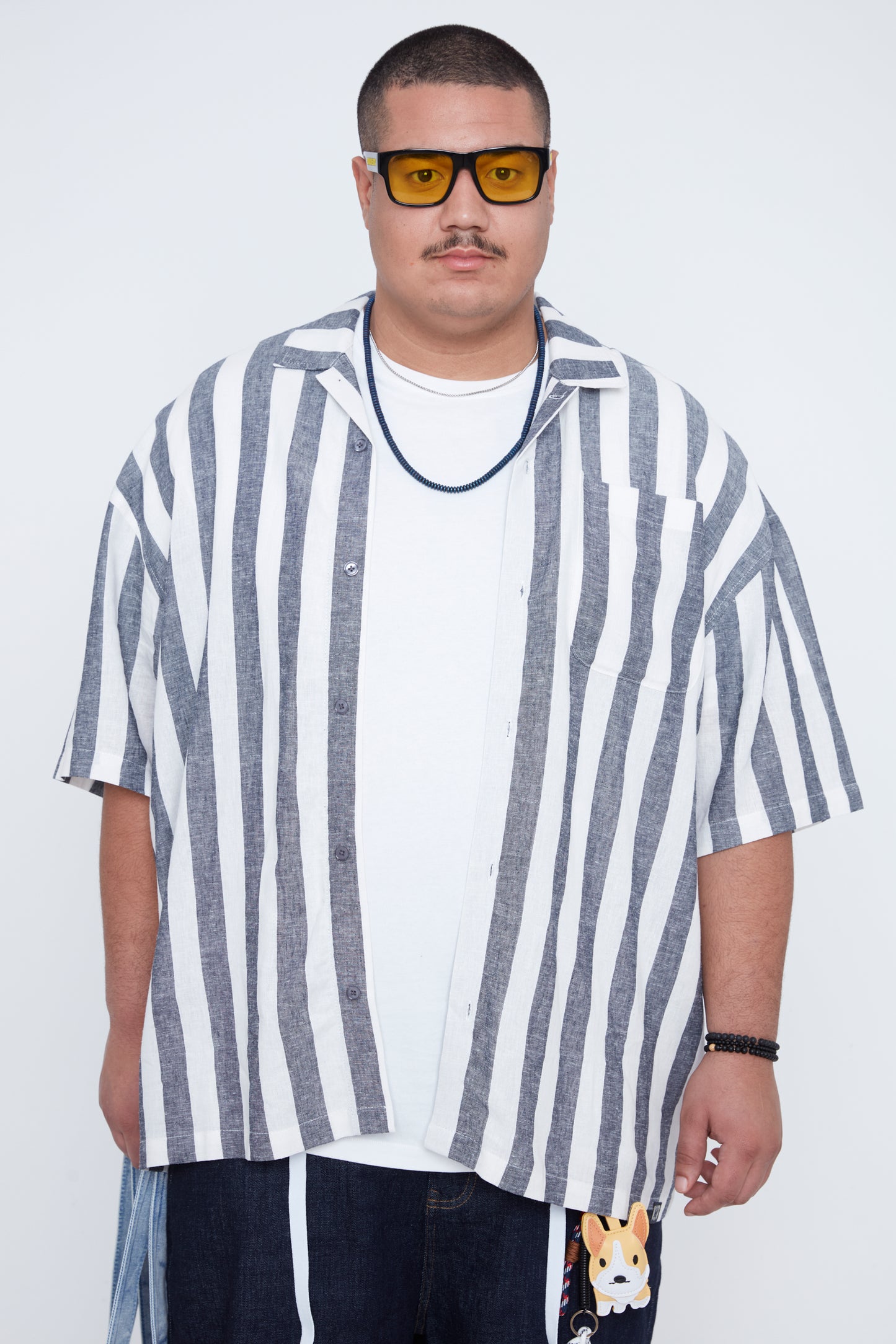 Men’s Striped Boxy Fit Shirt with Chest Pocket