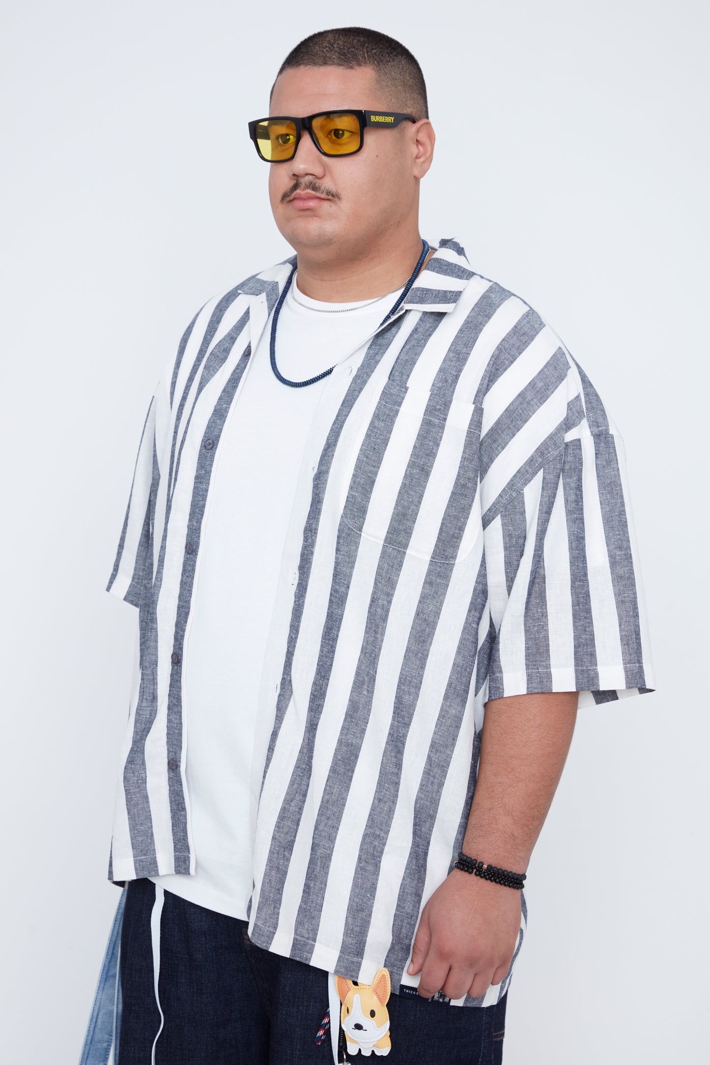 Men’s Striped Boxy Fit Shirt with Chest Pocket